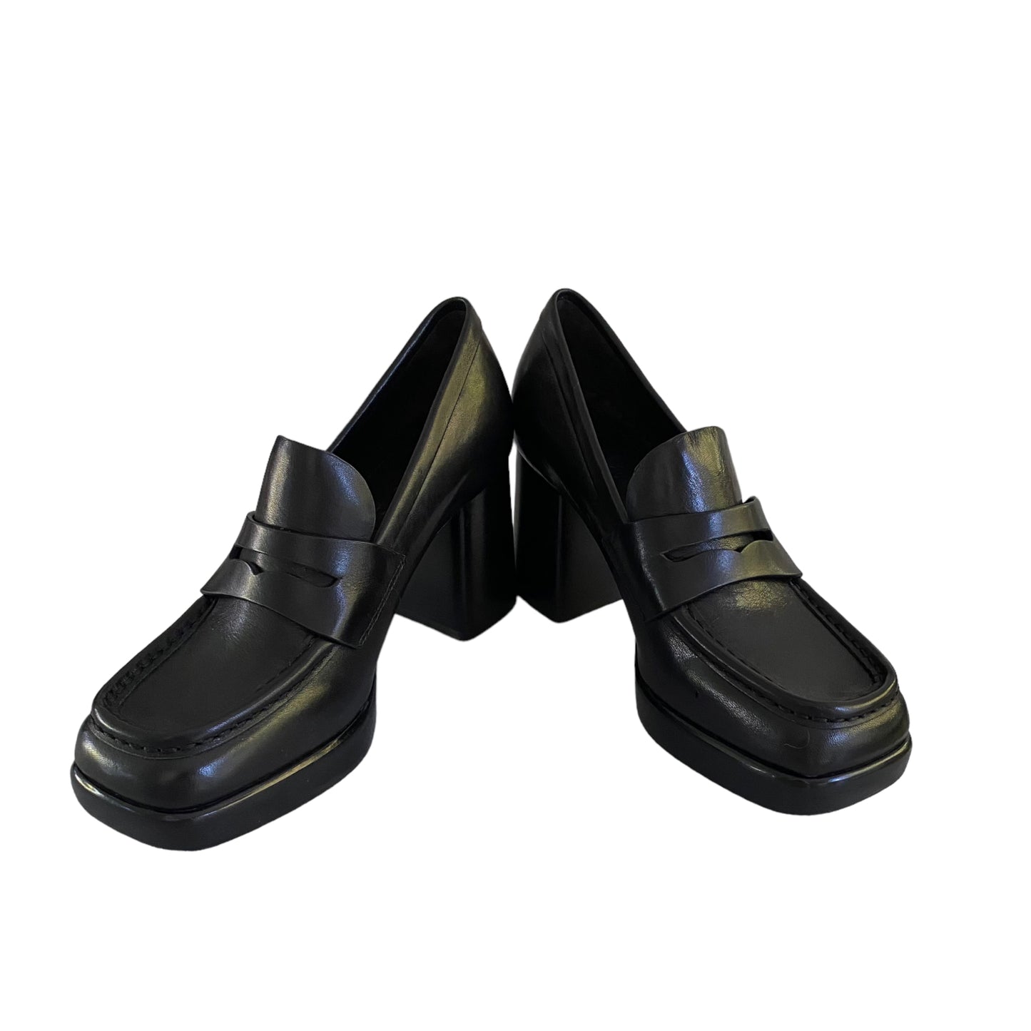 Rag & Bone Black Leather Matrix Penny Loafers Size 7.5