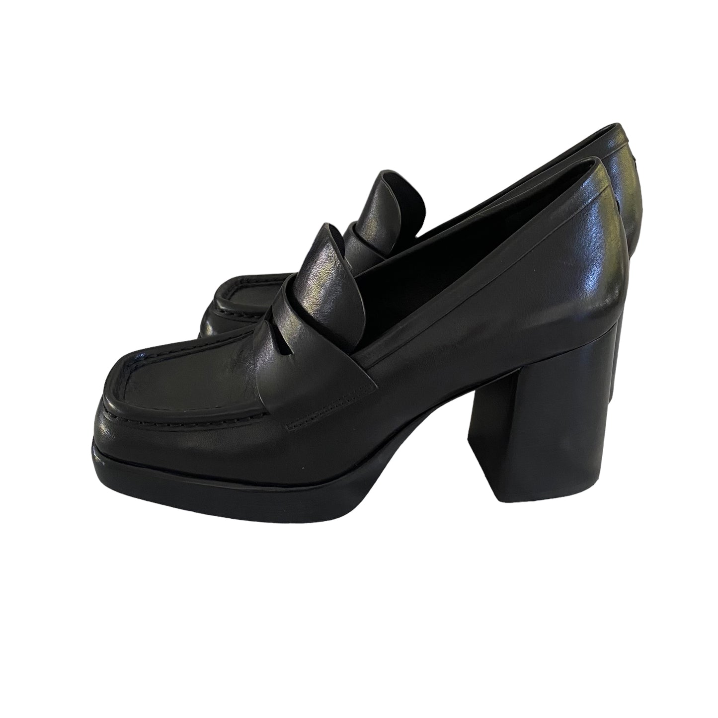 Rag & Bone Black Leather Matrix Penny Loafers Size 7.5