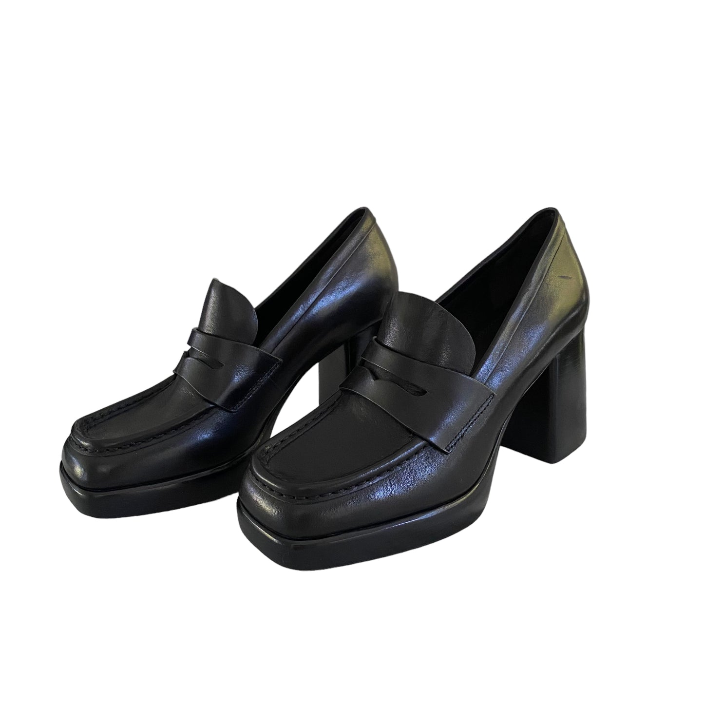 Rag & Bone Black Leather Matrix Penny Loafers Size 7.5