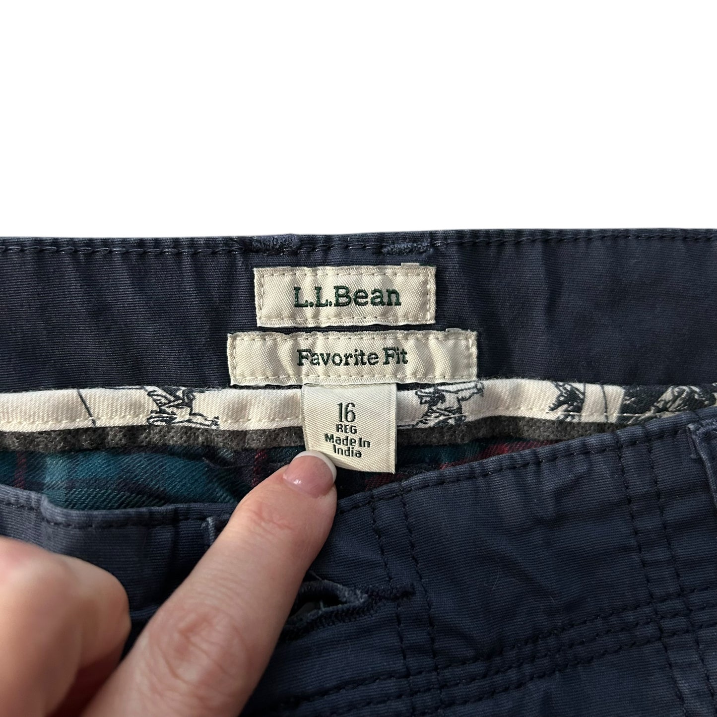 LL Bean Lined Favorite Fit Canvas Cargo Straight Leg Pants Size 16