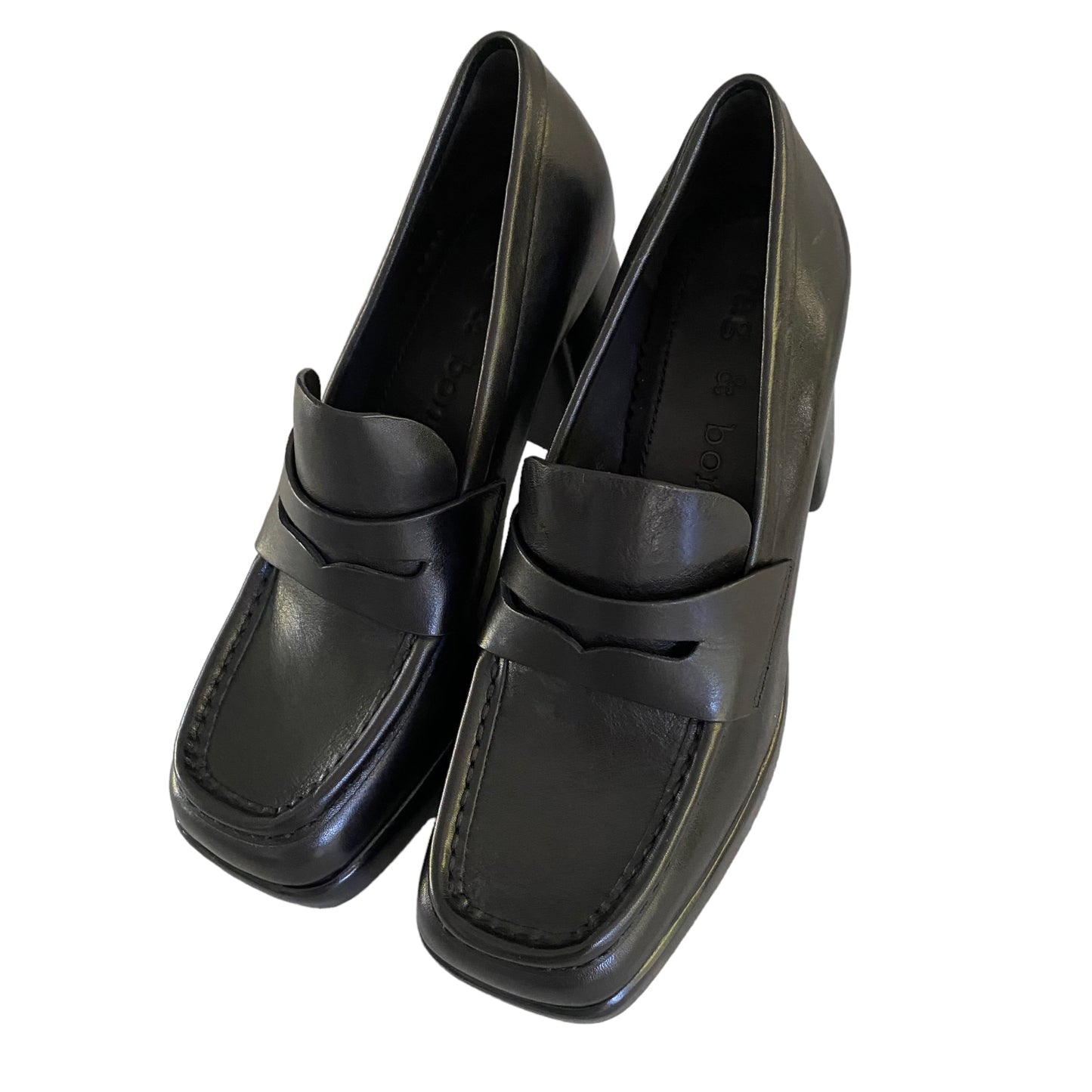 Rag & Bone Black Leather Matrix Penny Loafers Size 7.5