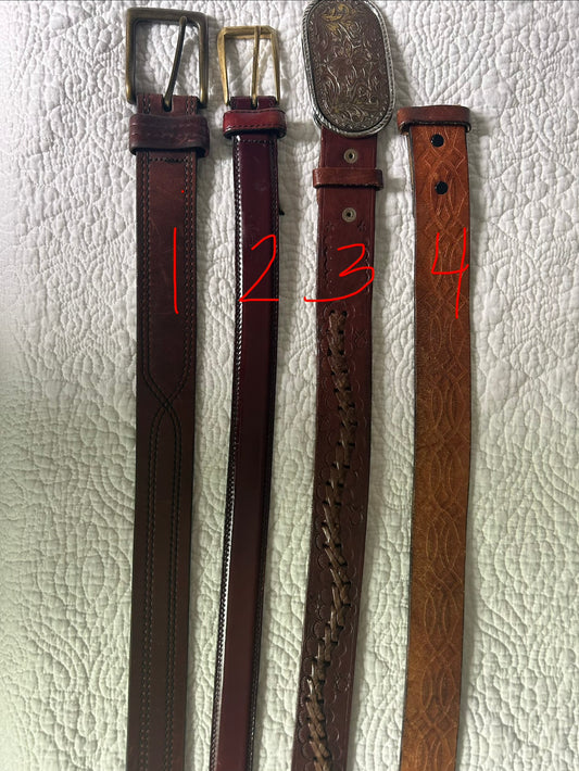 007–Leather Belt Brown Size 38 - Love it again boutique
