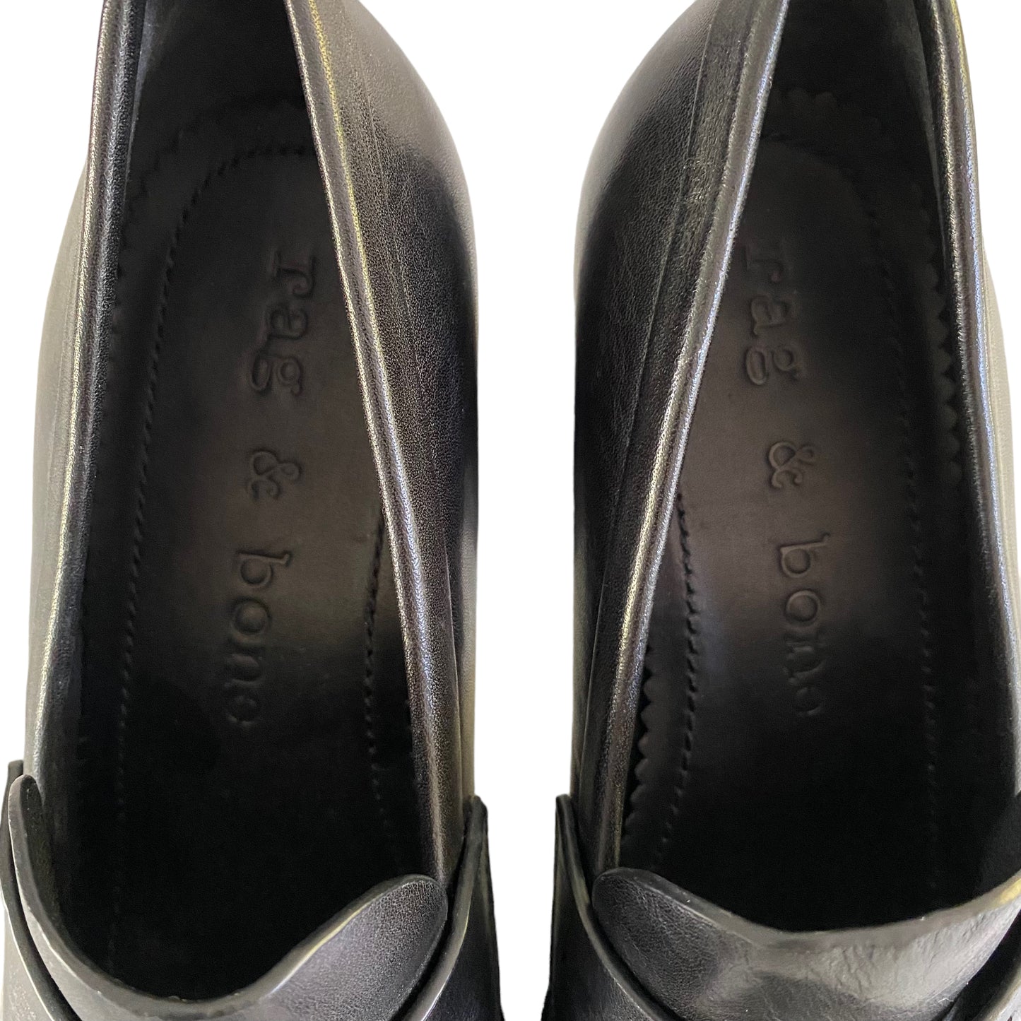 Rag & Bone Black Leather Matrix Penny Loafers Size 7.5