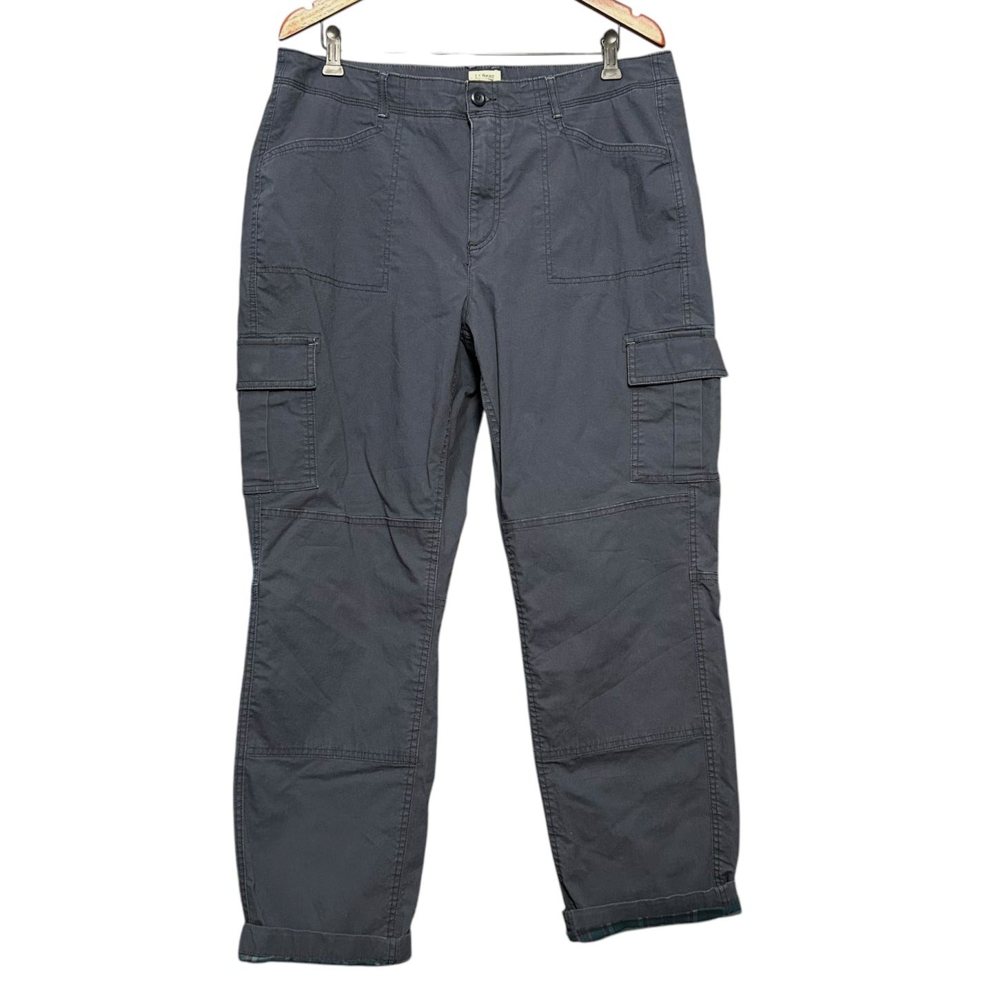 LL Bean Lined Favorite Fit Canvas Cargo Straight Leg Pants Size 16