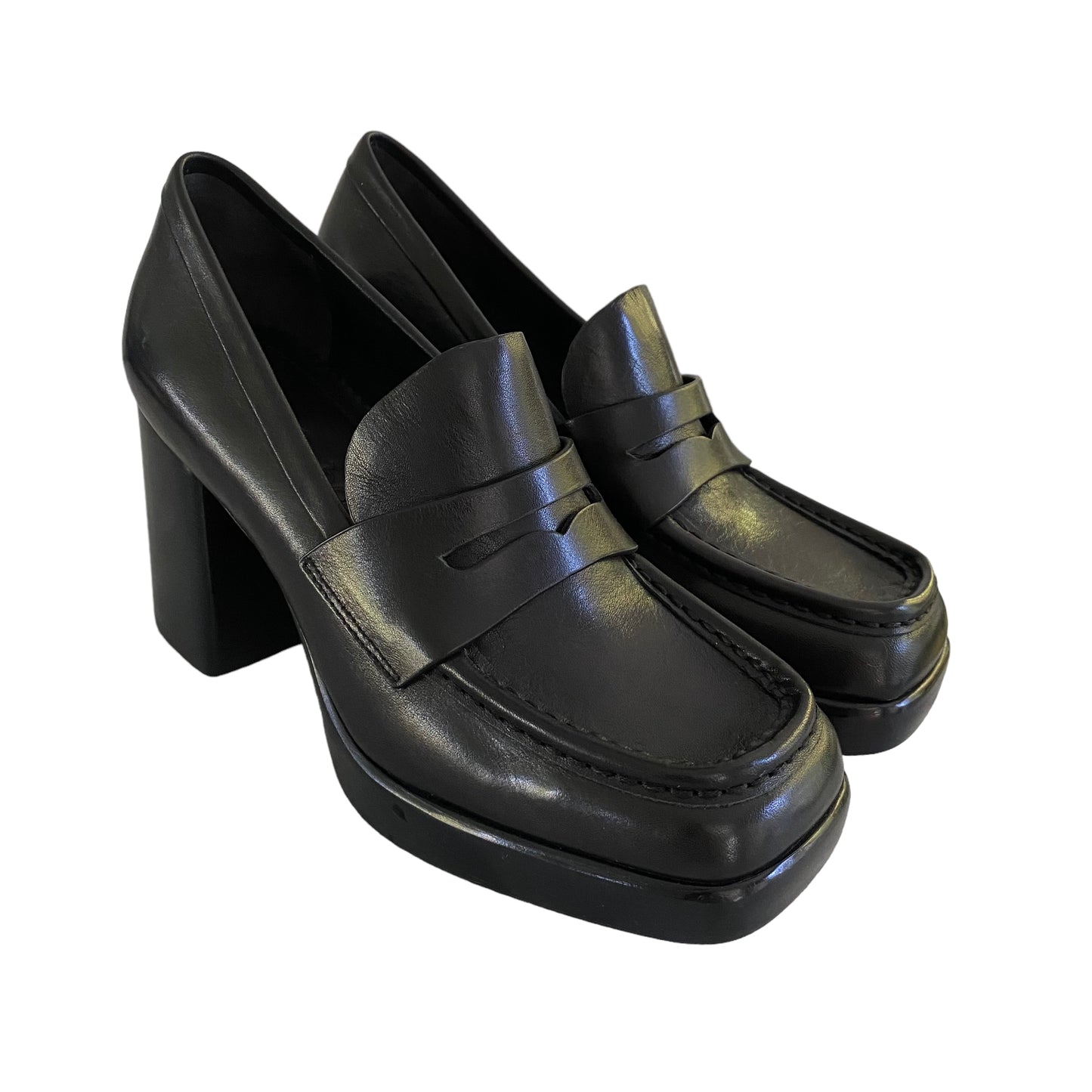 Rag & Bone Black Leather Matrix Penny Loafers Size 7.5