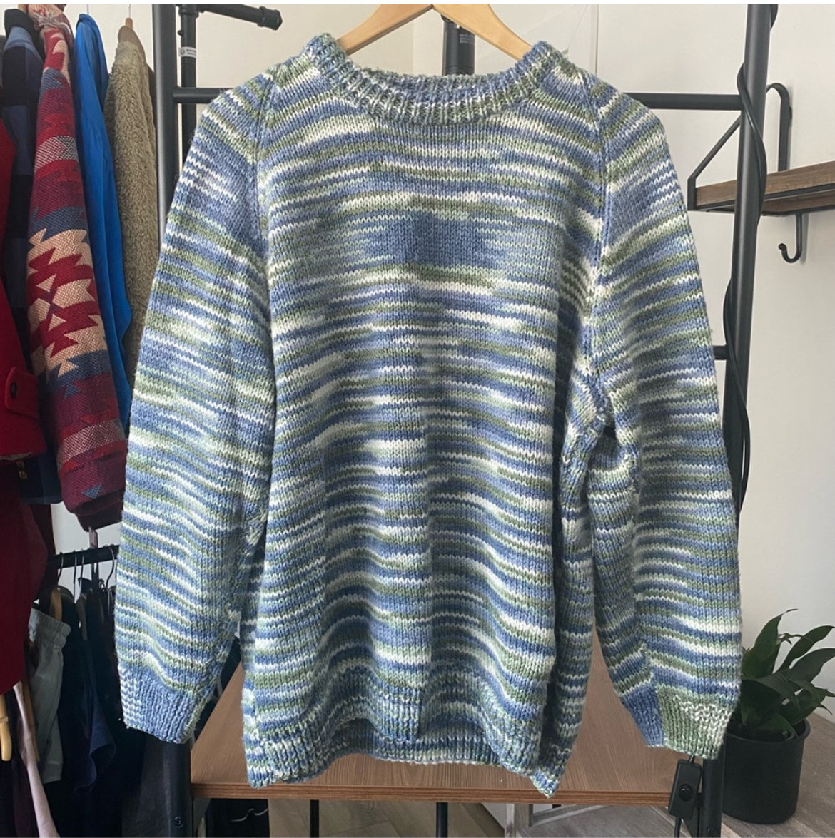 Hand knit Oversized Cozy Sweater Crewneck Extra Large