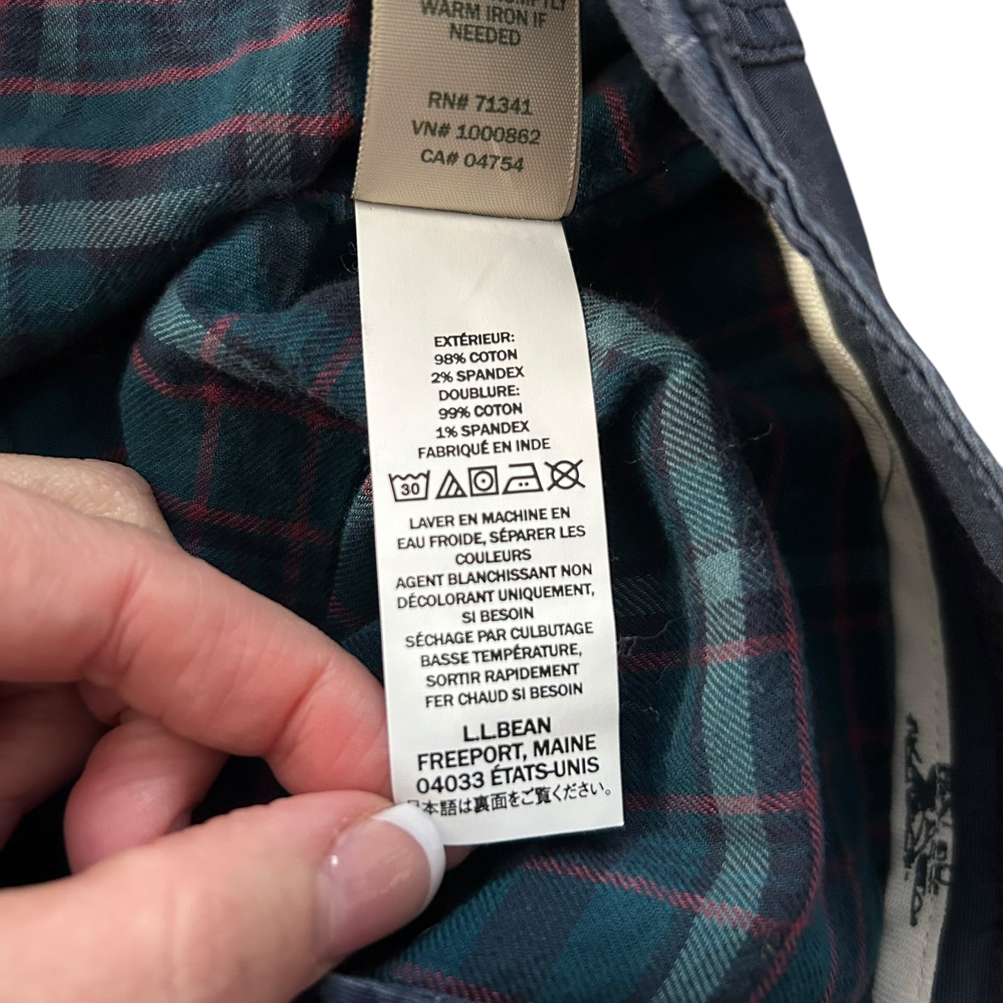 LL Bean Lined Favorite Fit Canvas Cargo Straight Leg Pants Size 16