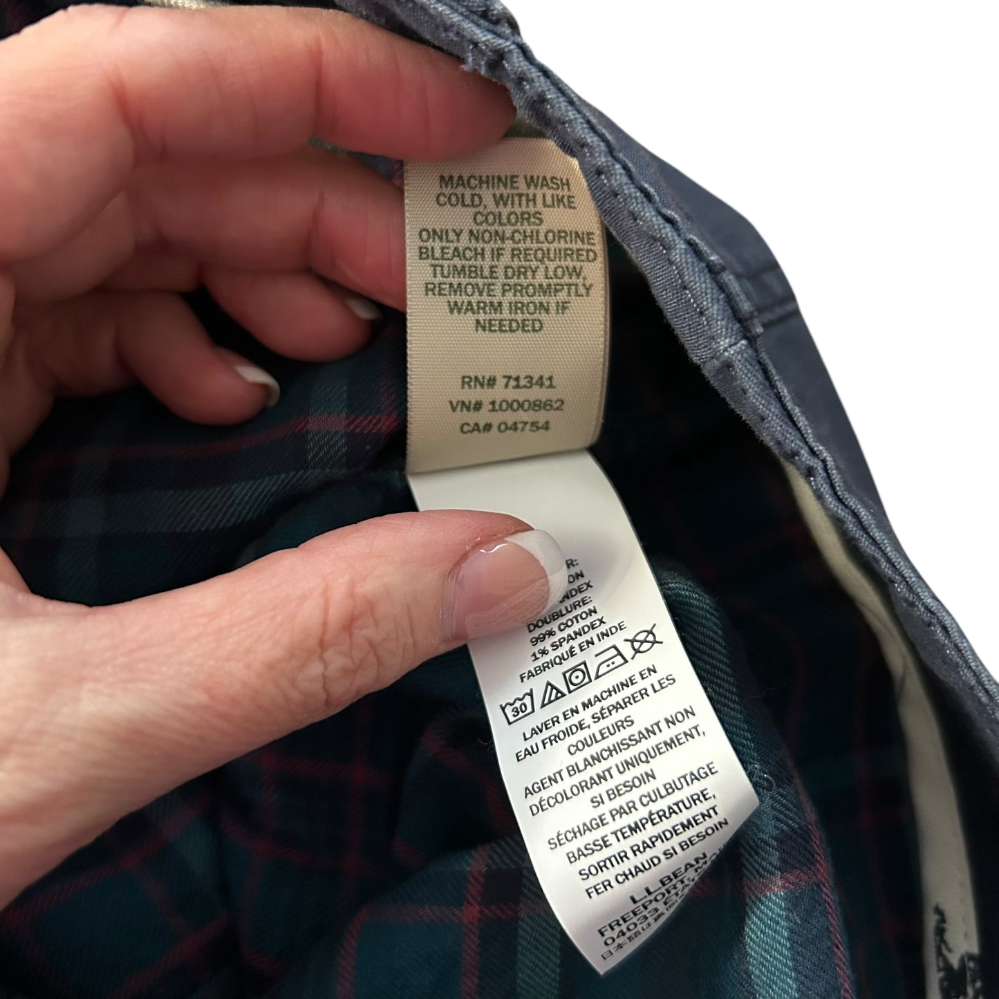LL Bean Lined Favorite Fit Canvas Cargo Straight Leg Pants Size 16