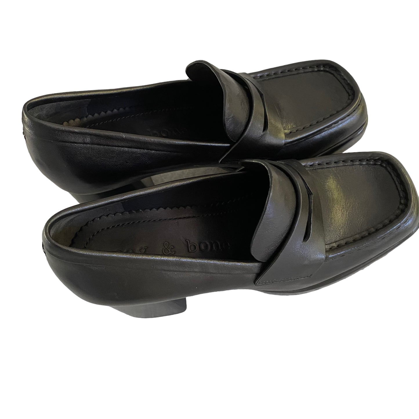 Rag & Bone Black Leather Matrix Penny Loafers Size 7.5