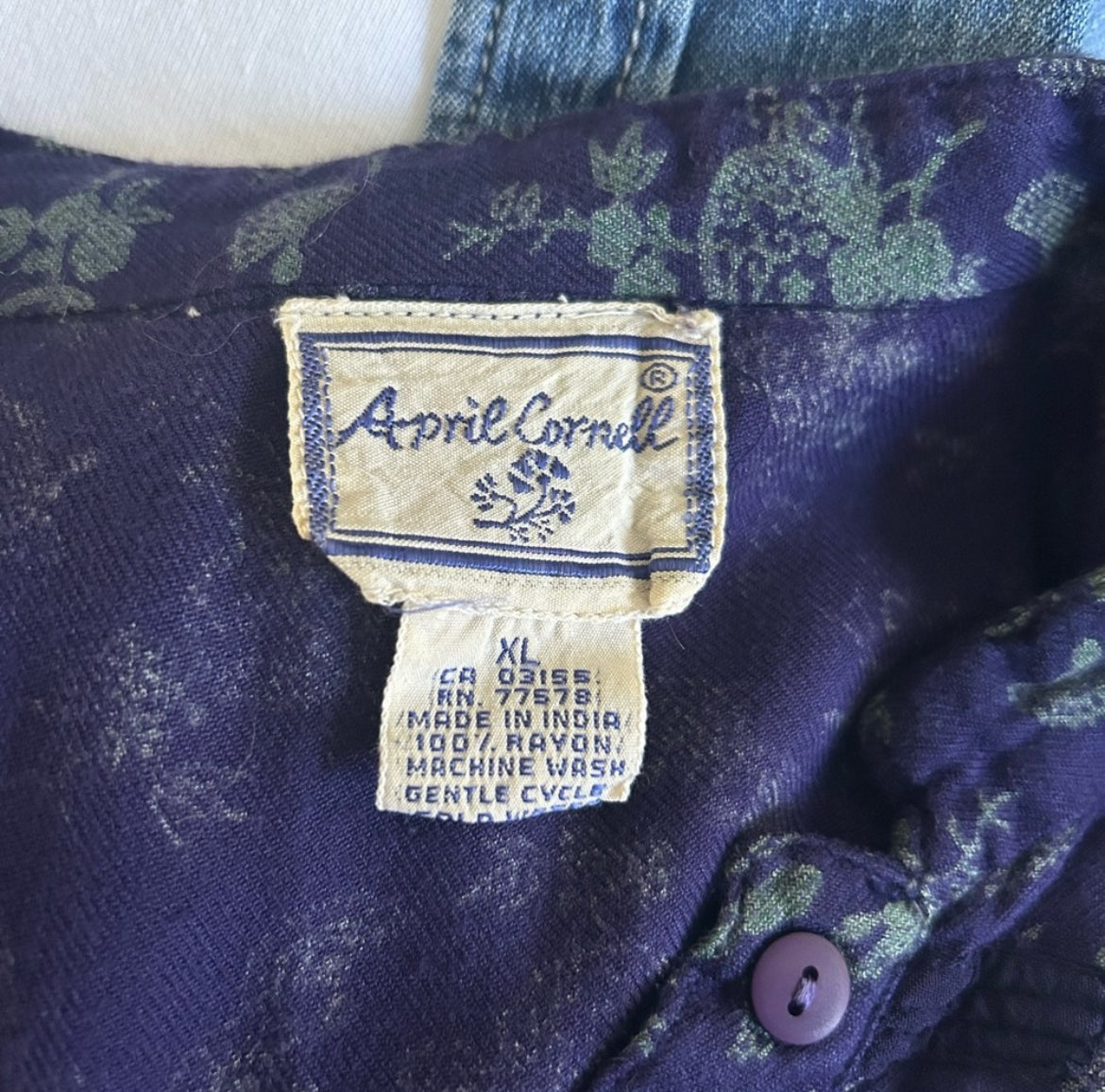 Vintage Very Soft April Cornell Long Sleeve Size XL