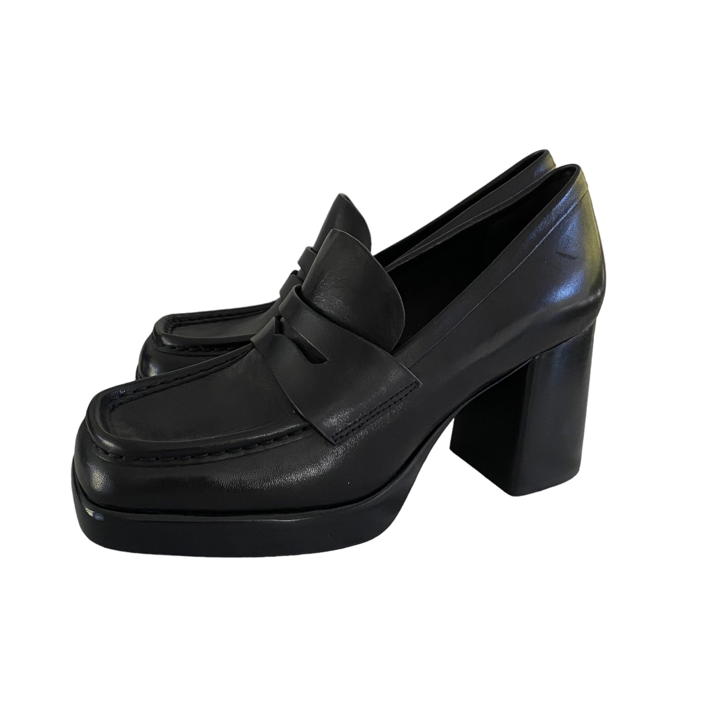 Rag & Bone Black Leather Matrix Penny Loafers Size 7.5