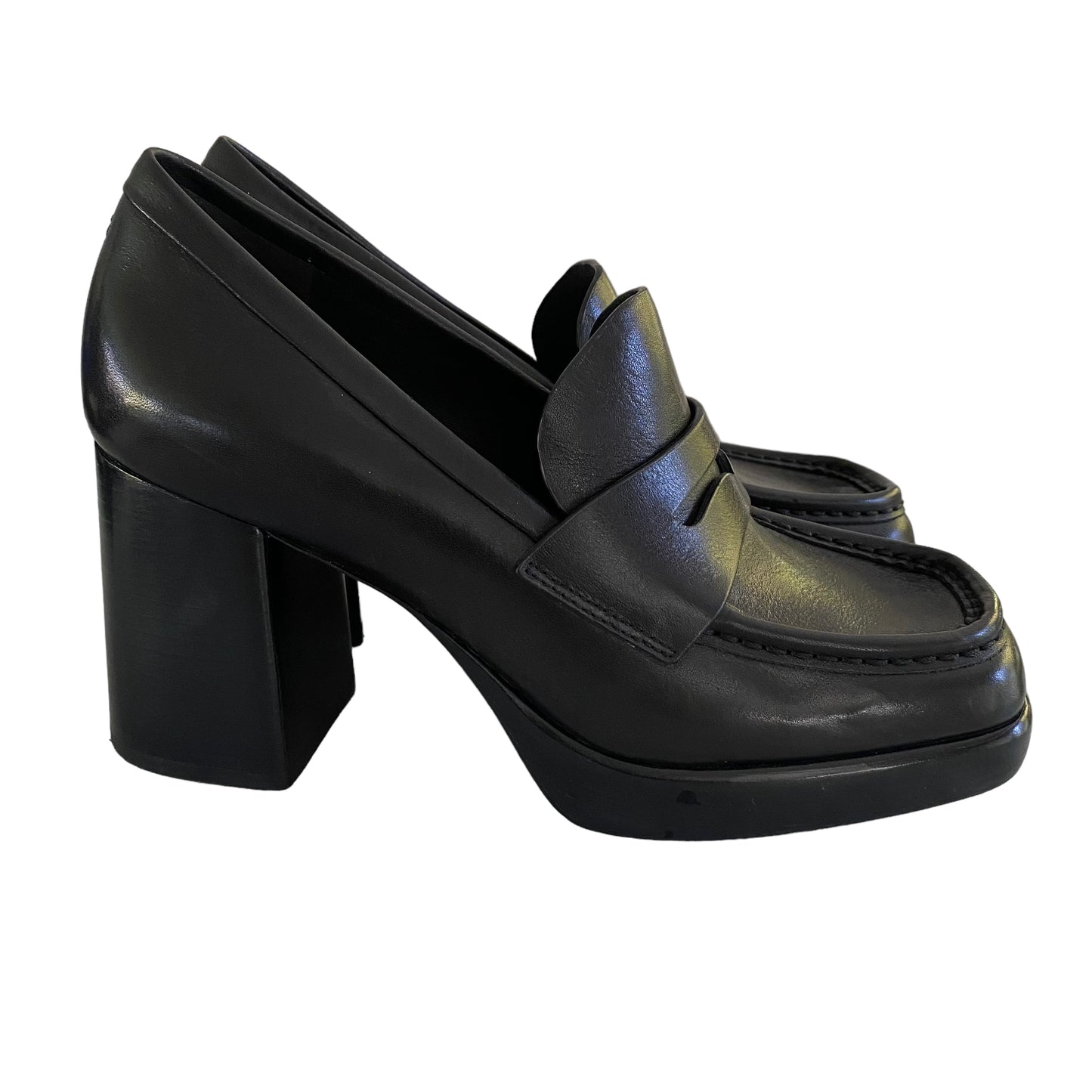 Rag & Bone Black Leather Matrix Penny Loafers Size 7.5