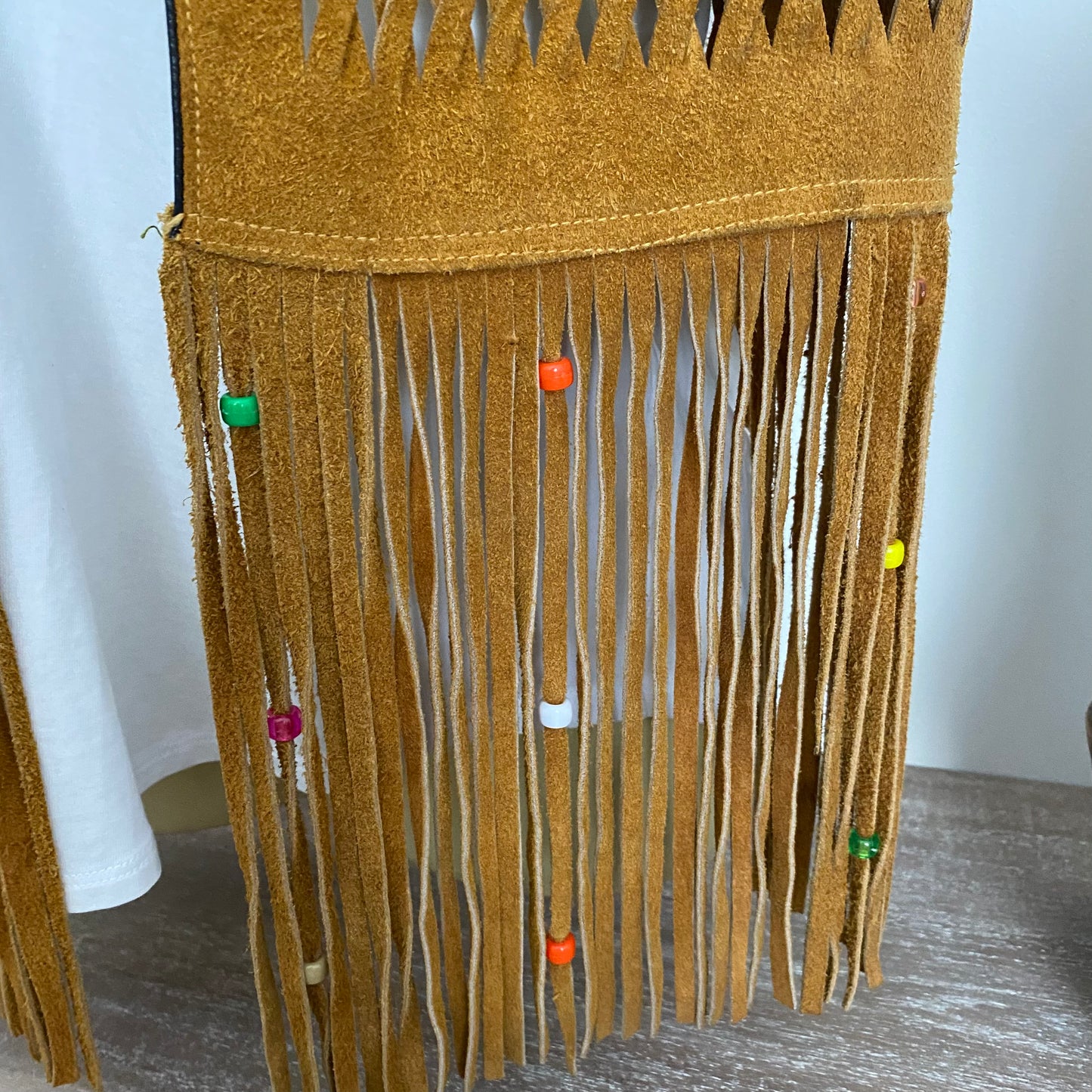 Genuine Suede Leather Vest Fringe Bead Detail Coastal Cowgirl