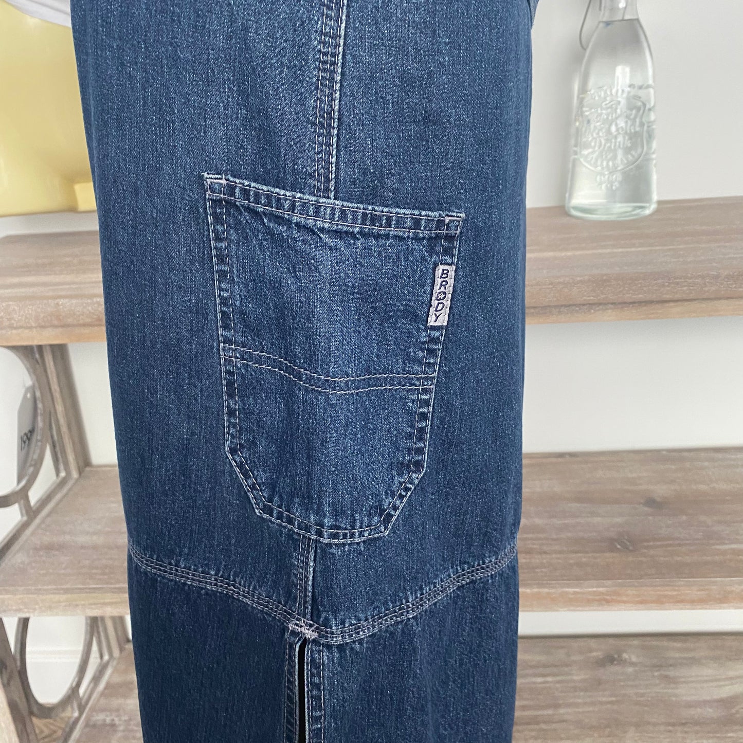 Vintage Cargo Pocket Denim Maxi Jean Skirt Size 7