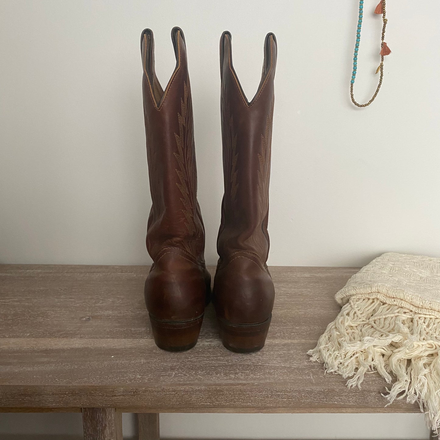 Brown Genuine Leather Cowboy Boots