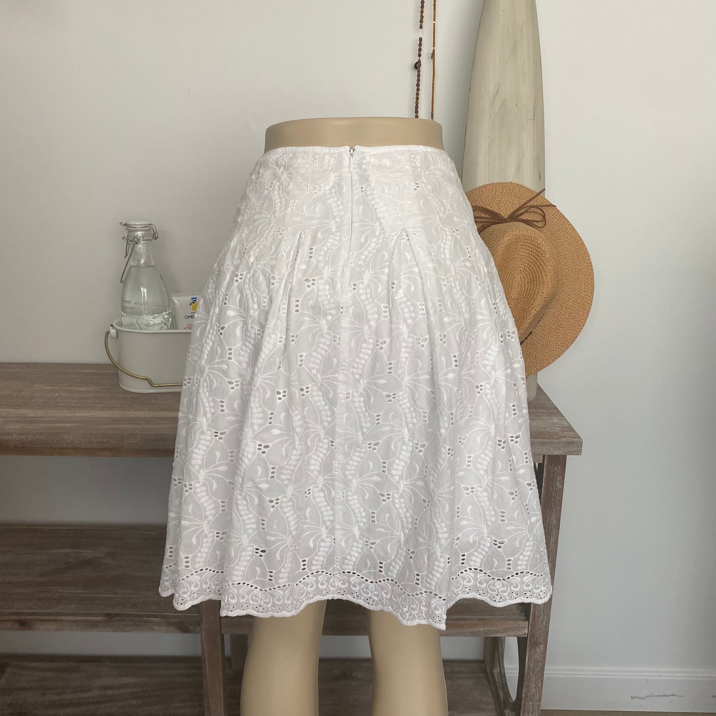 White Eyelet 100% Cotton Skirt Small-Medium