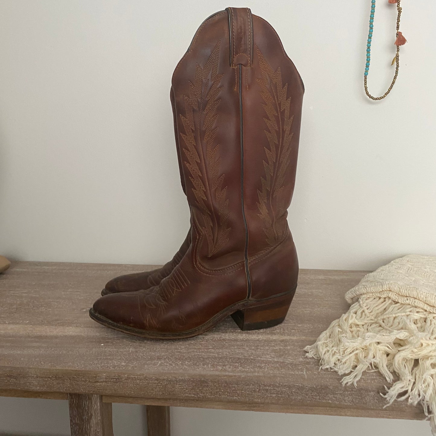 Brown Genuine Leather Cowboy Boots