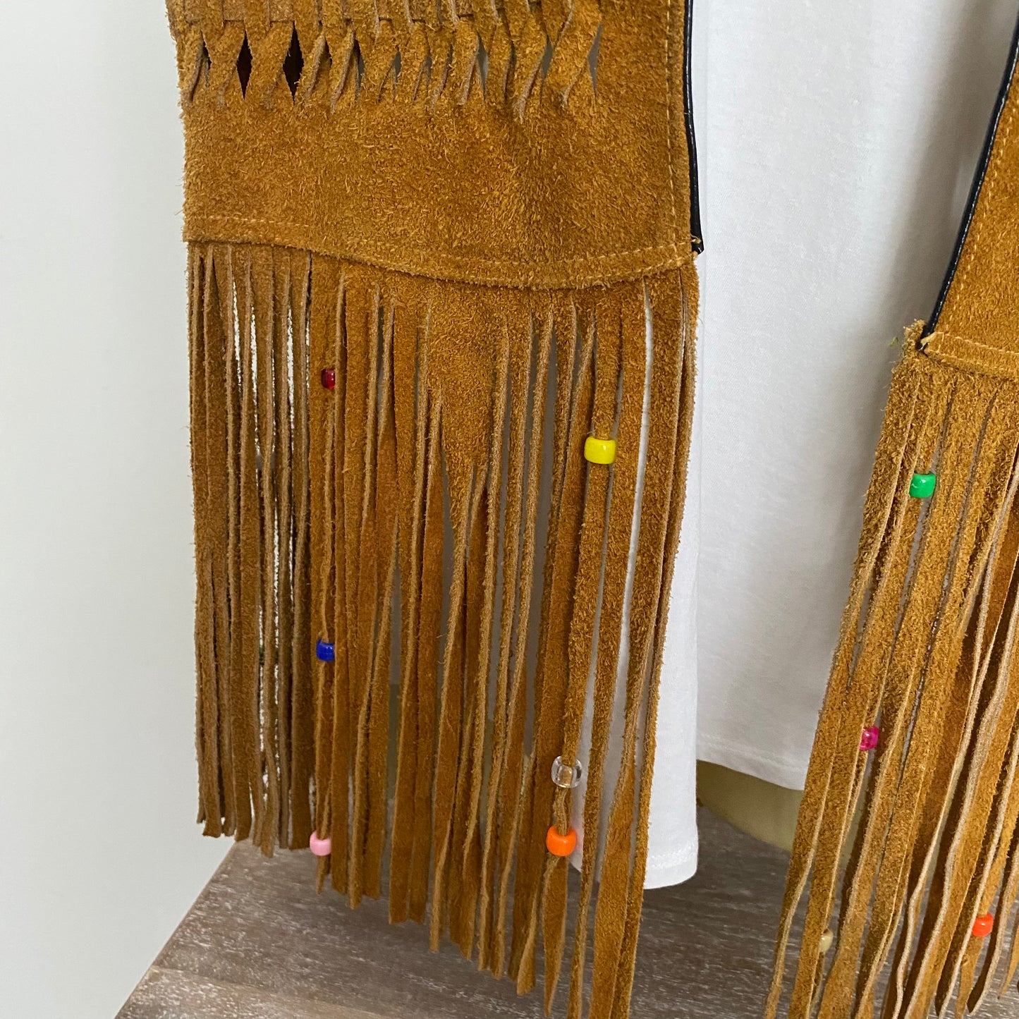 Genuine Suede Leather Vest Fringe Bead Detail Coastal Cowgirl