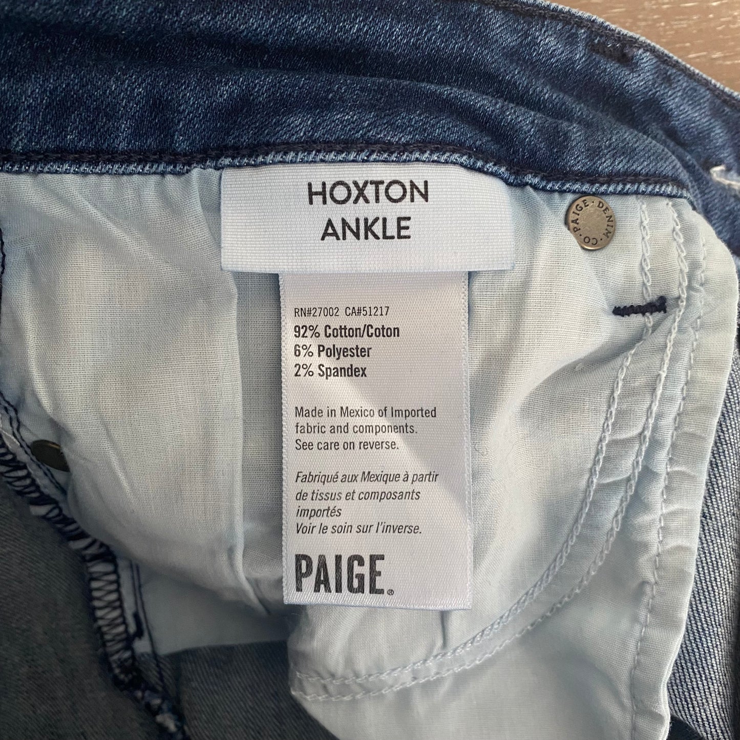 PAIGE Hoxton Ankle Blue Denim Jeans Size 27