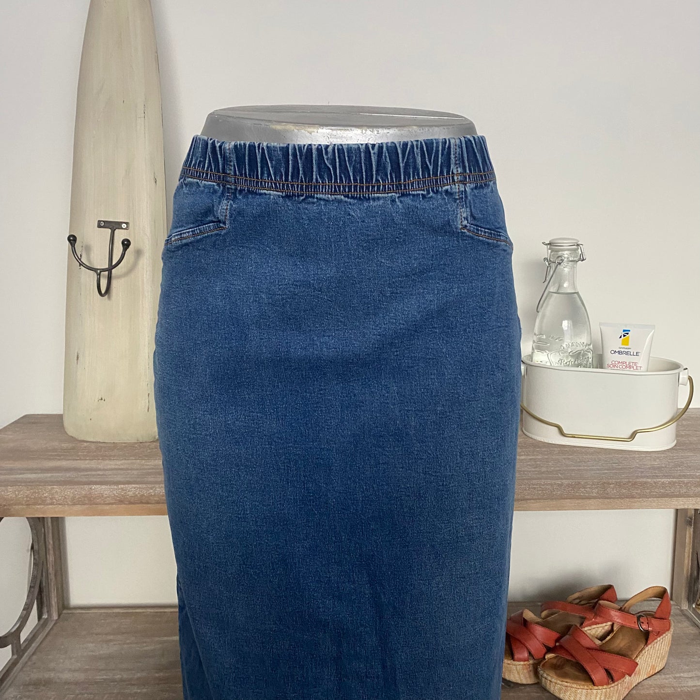 Vintage Denim Jean Maxi Skirt Size Medium-Large