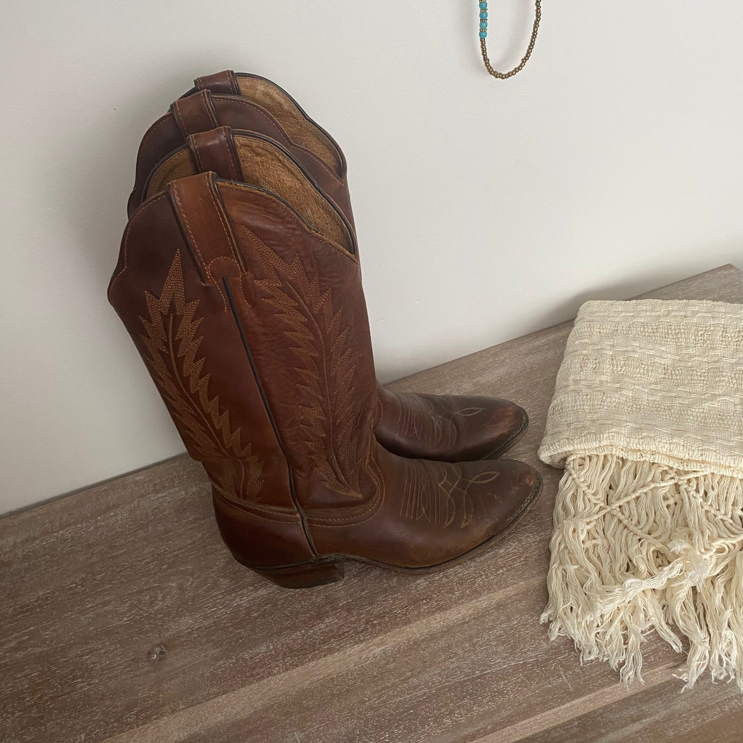Brown Genuine Leather Cowboy Boots