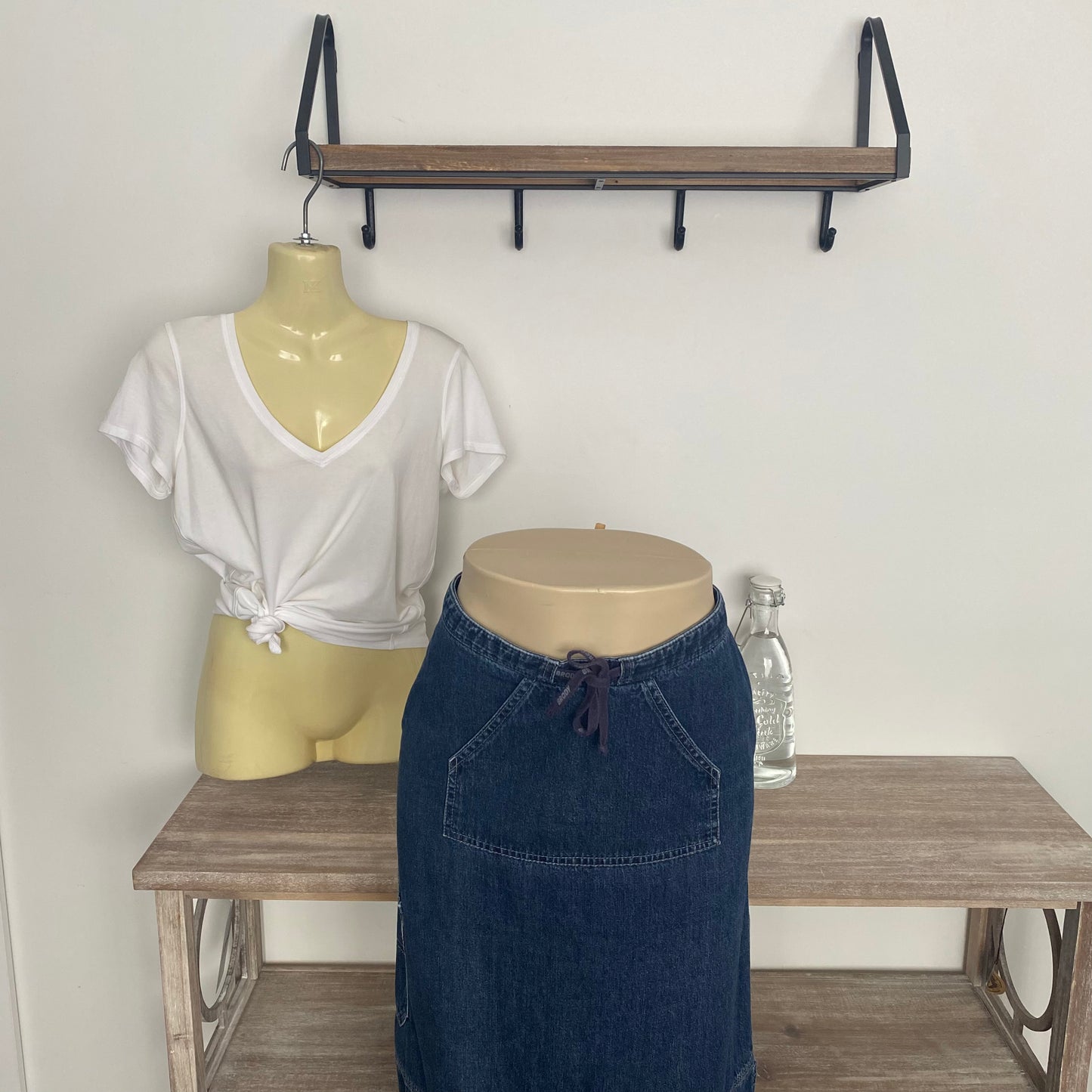 Vintage Cargo Pocket Denim Maxi Jean Skirt Size 7