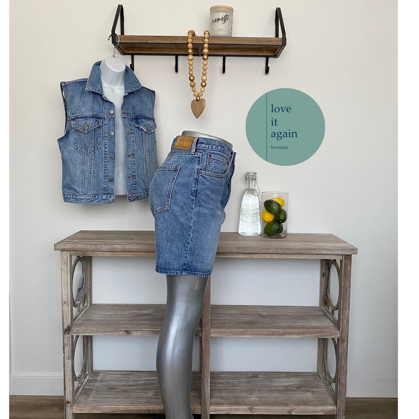 Denim Forum The Bridget Vintage Denim Vest Size Large