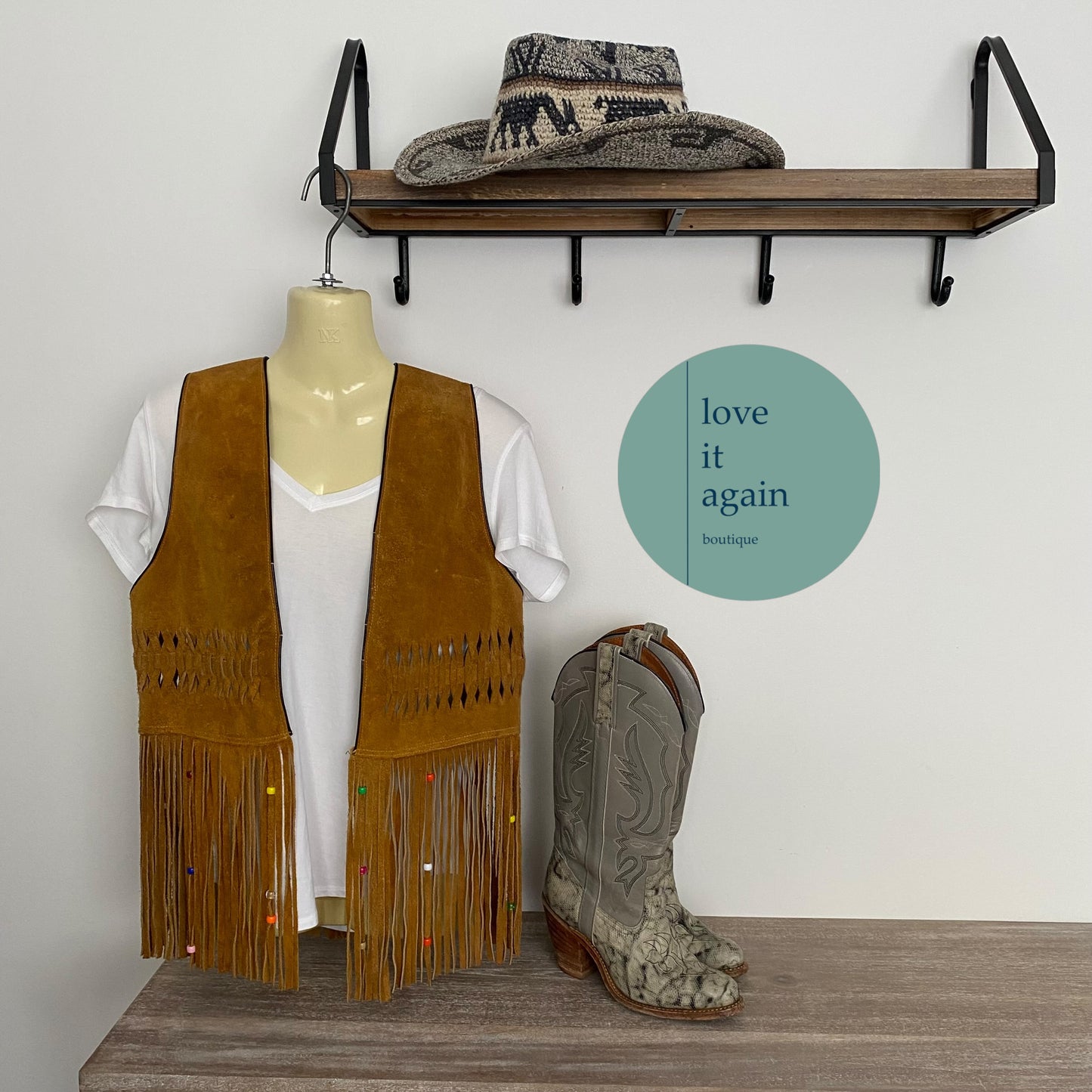 Genuine Suede Leather Vest Fringe Bead Detail Coastal Cowgirl