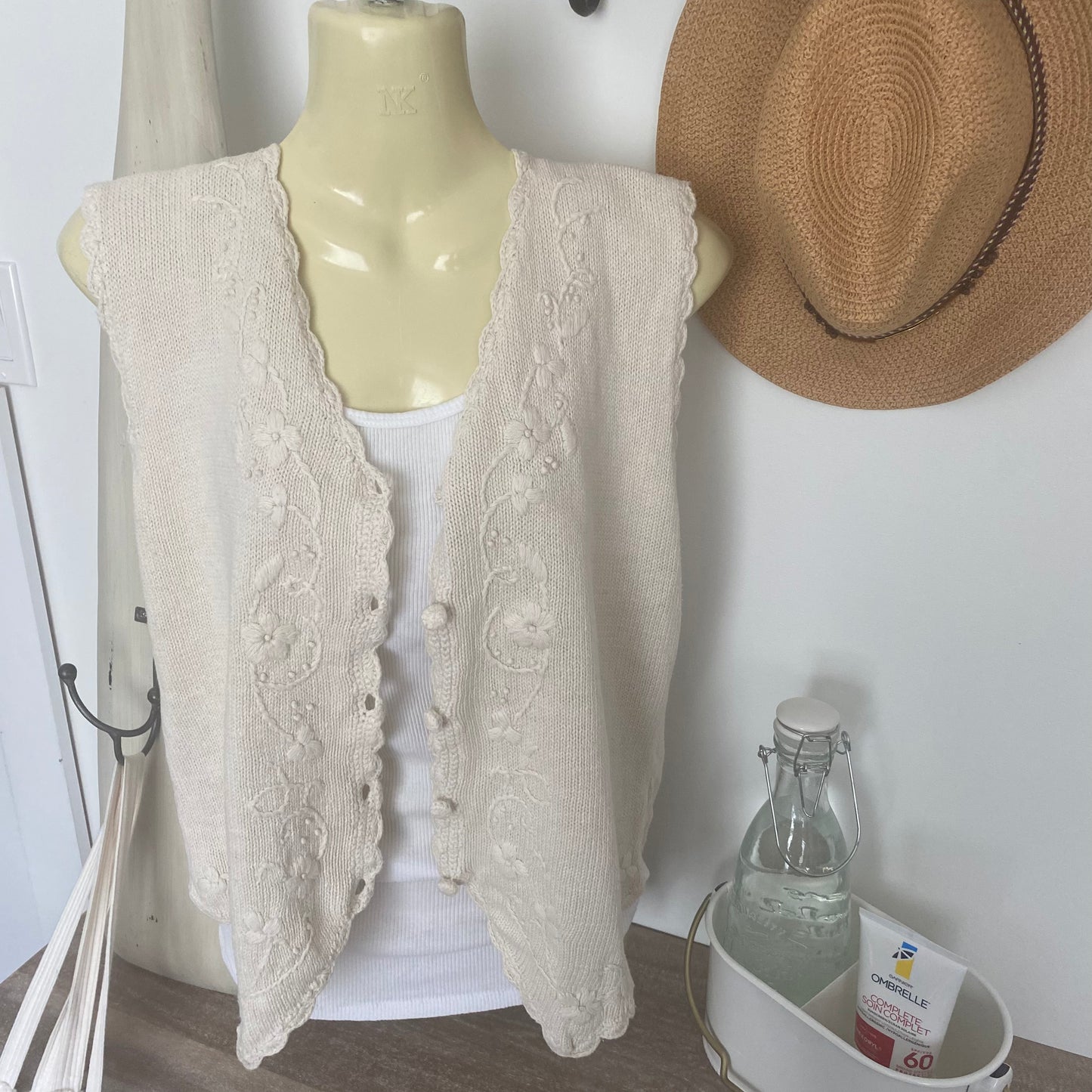 Vintage Hand Knit Sweater Vest Size Large