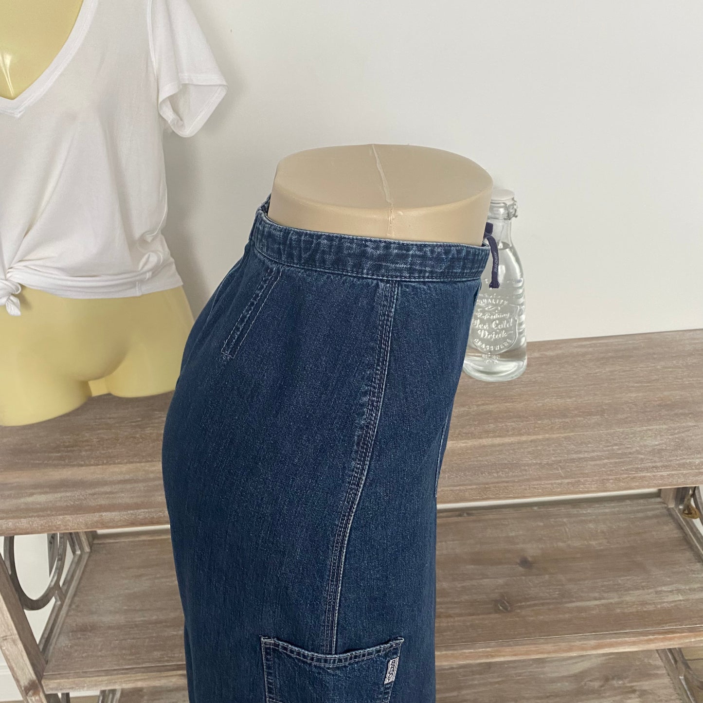 Vintage Cargo Pocket Denim Maxi Jean Skirt Size 7