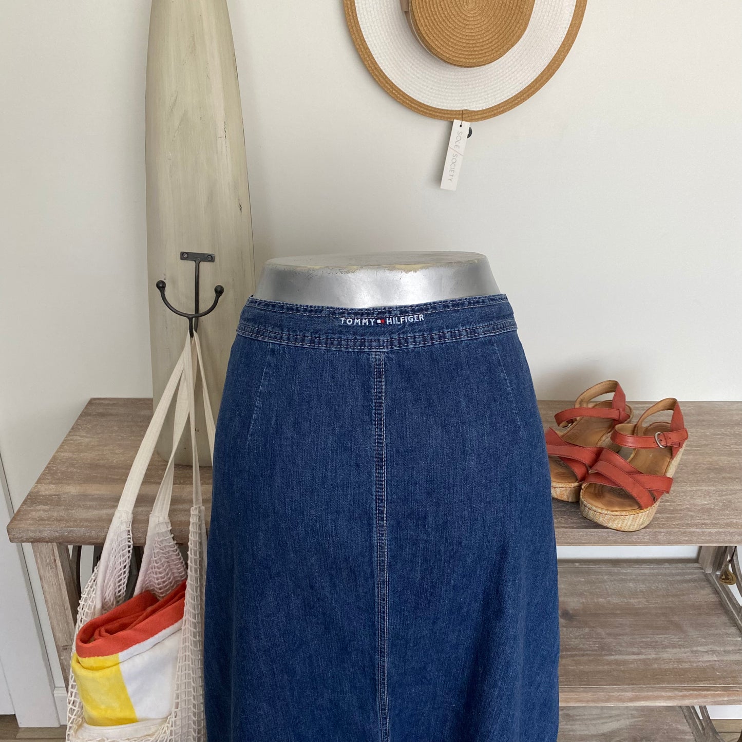 Vintage Tommy Hilfiger Denim Maxi Skirt Size 14