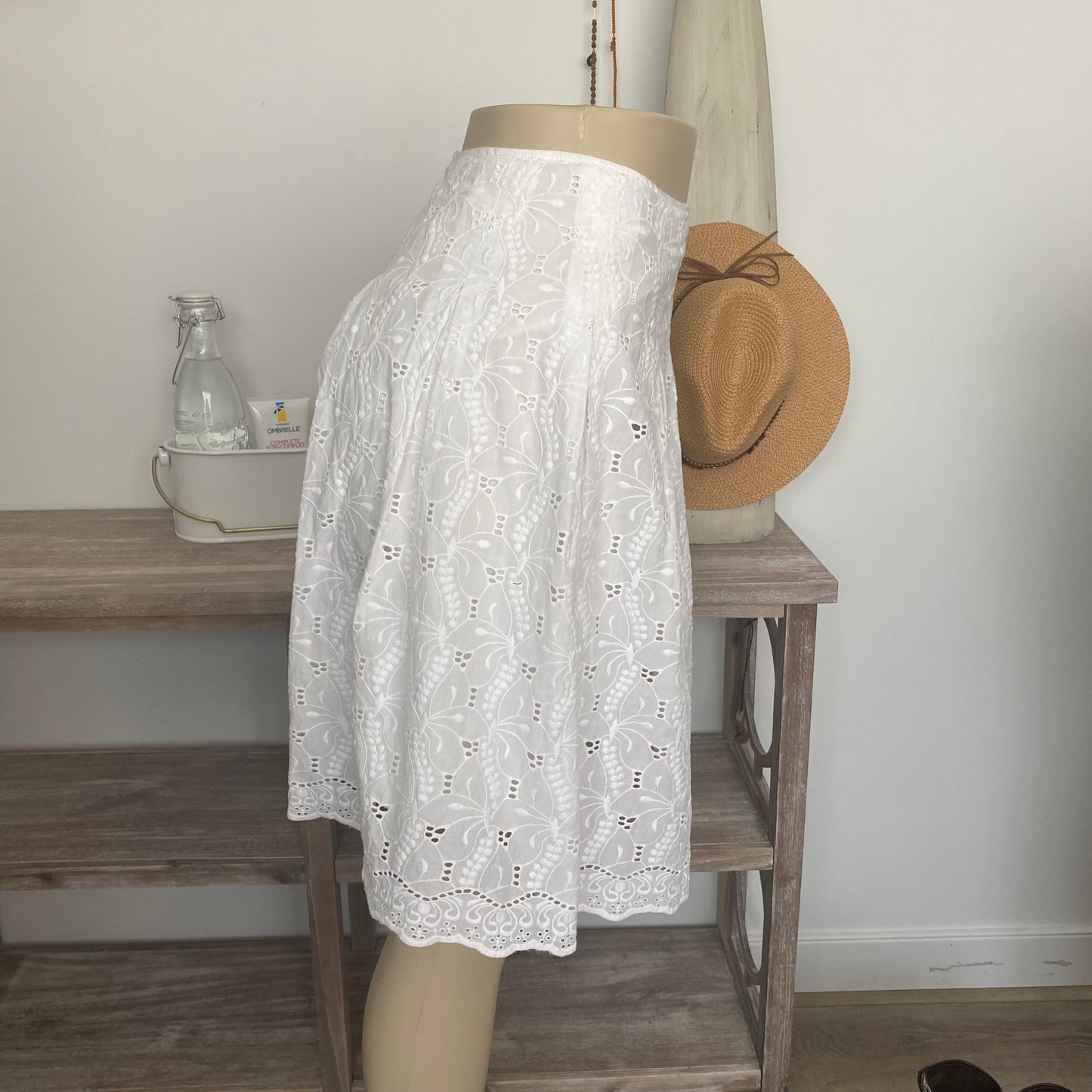 White Eyelet 100% Cotton Skirt Small-Medium