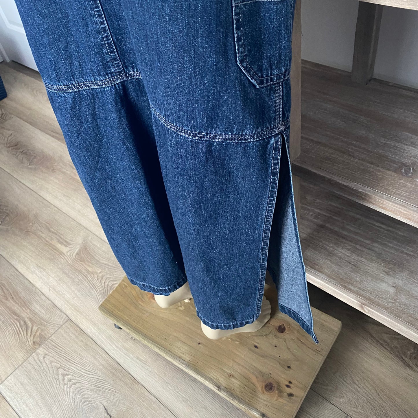 Vintage Cargo Pocket Denim Maxi Jean Skirt Size 7