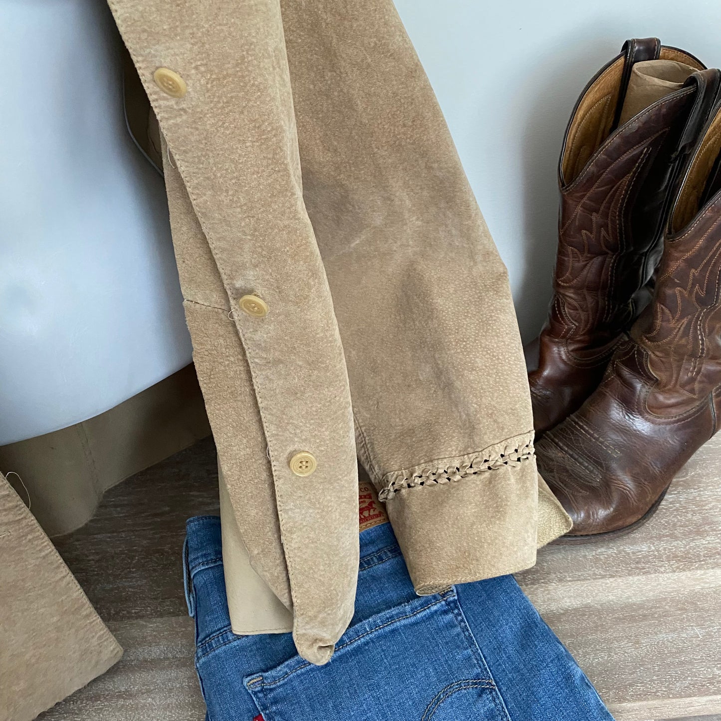 Gorgeous Vintage Suede Leather Blazer Jacket Coastal Cowgirl
