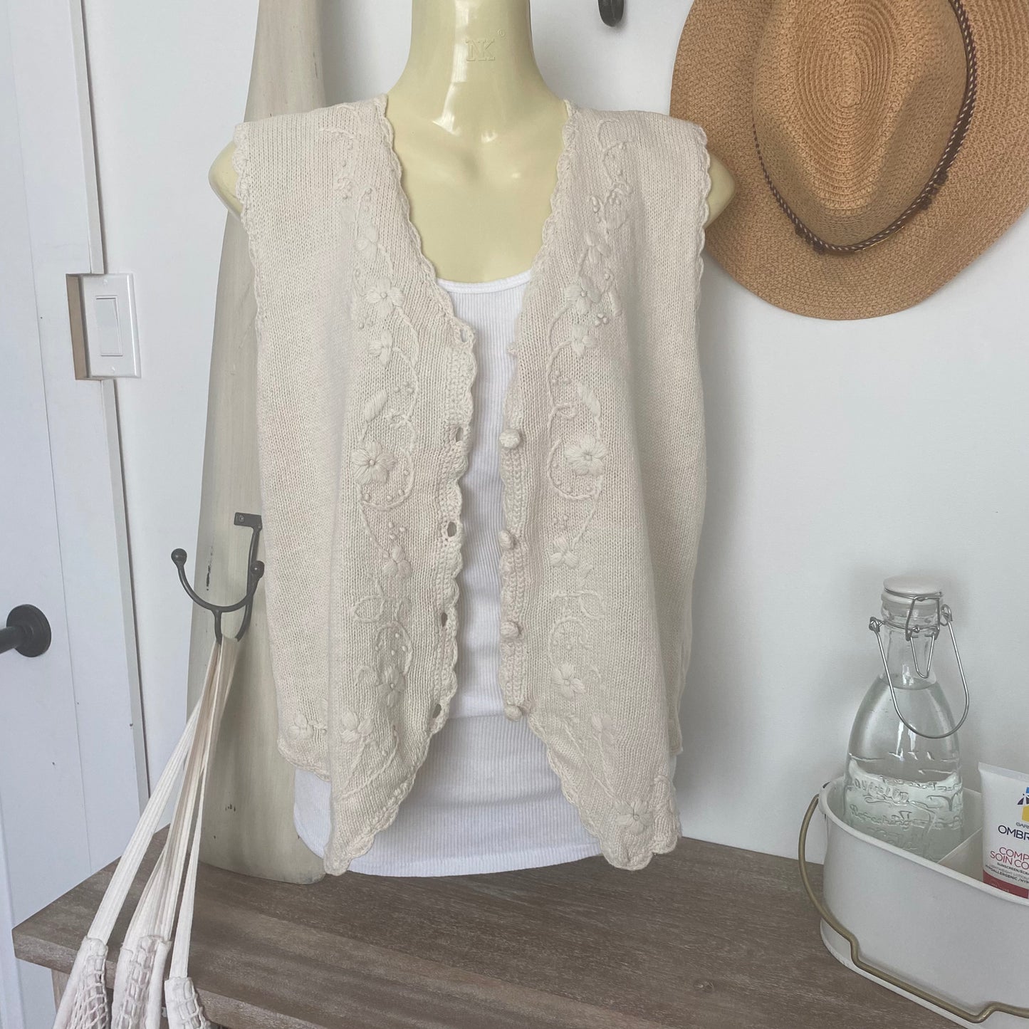 Vintage Hand Knit Sweater Vest Size Large