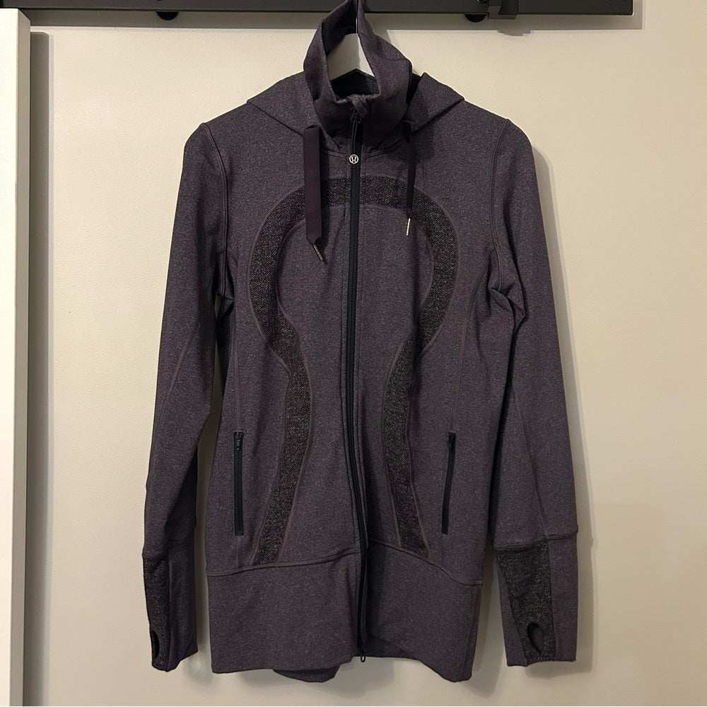 Lululemon Purple Stride Hooded Jacket Herringbone RARE Size 8