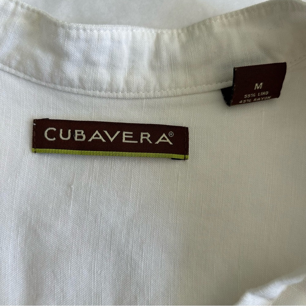 Linen Blend Long Sleeve V Neck Beach Wedding Shirt Size Medium