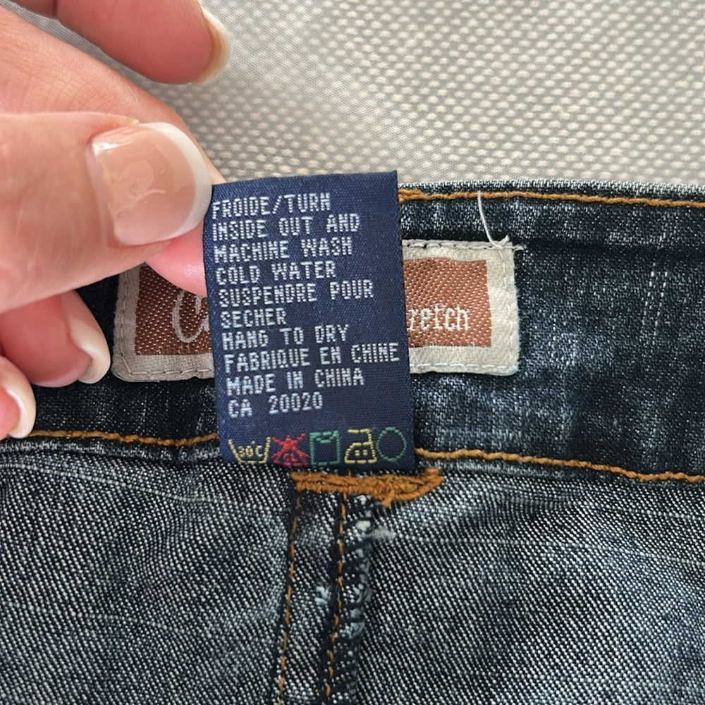 Vintage Denim Jean Maxi Straight Skirt Cargo Flap Patch Pockets