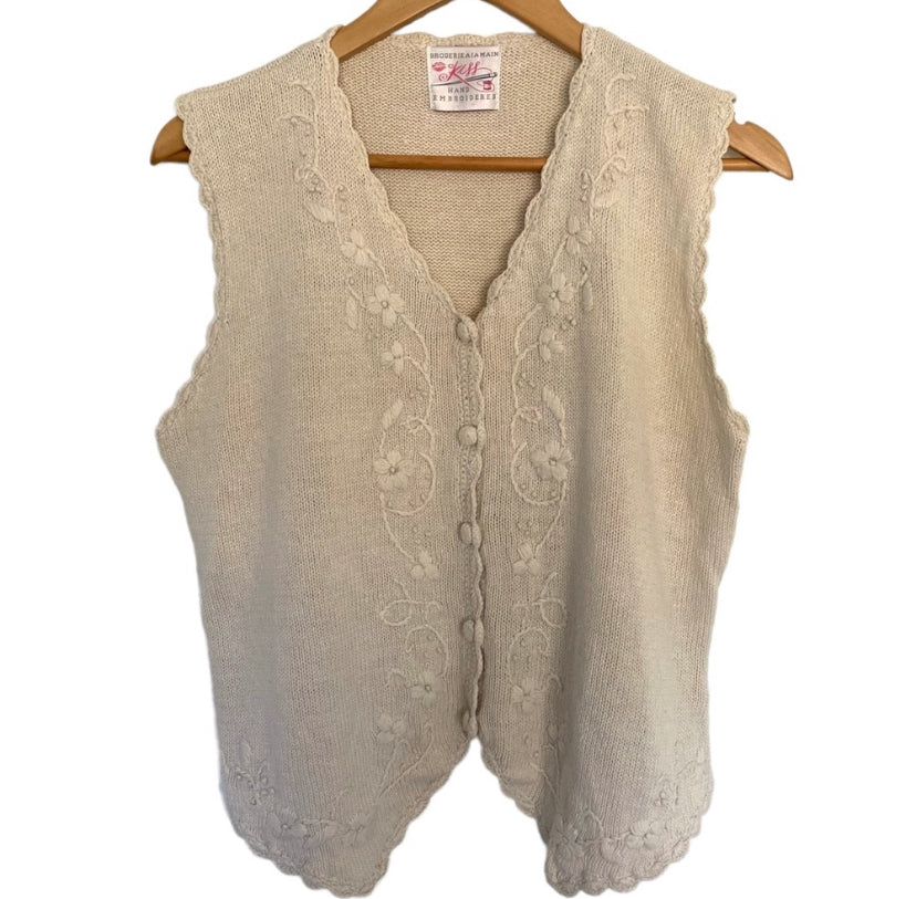 Vintage Hand Knit Sweater Vest Size Large