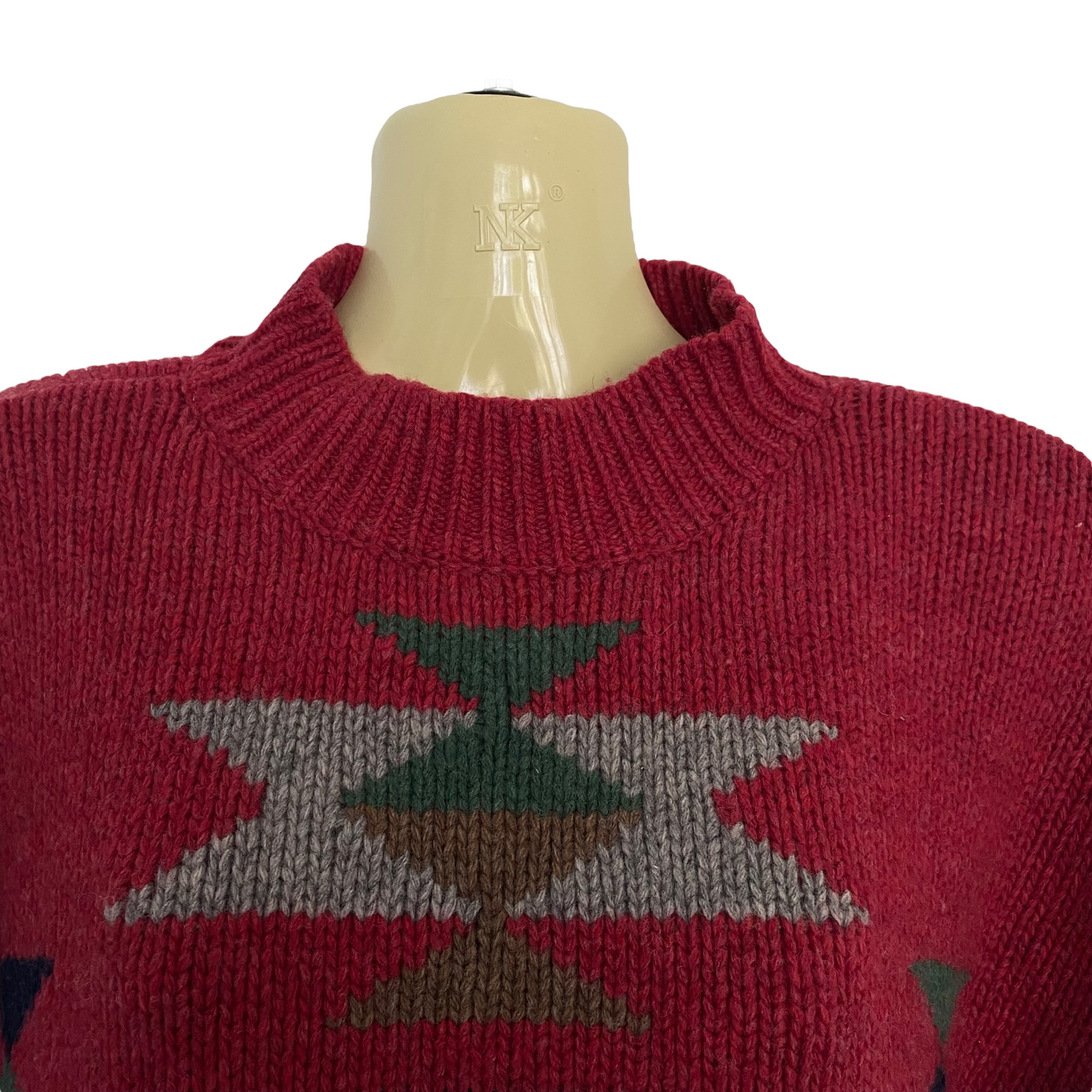 Vintage Lambs Wool Sweater, Oversized Southwestern Aztec