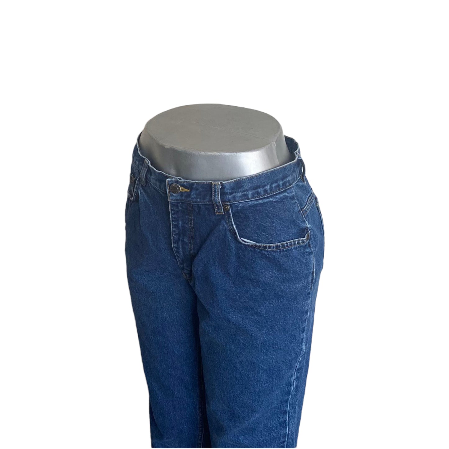 Vintage Mom High Rise Straight Wide Ankle Blue Denim Jeans Large