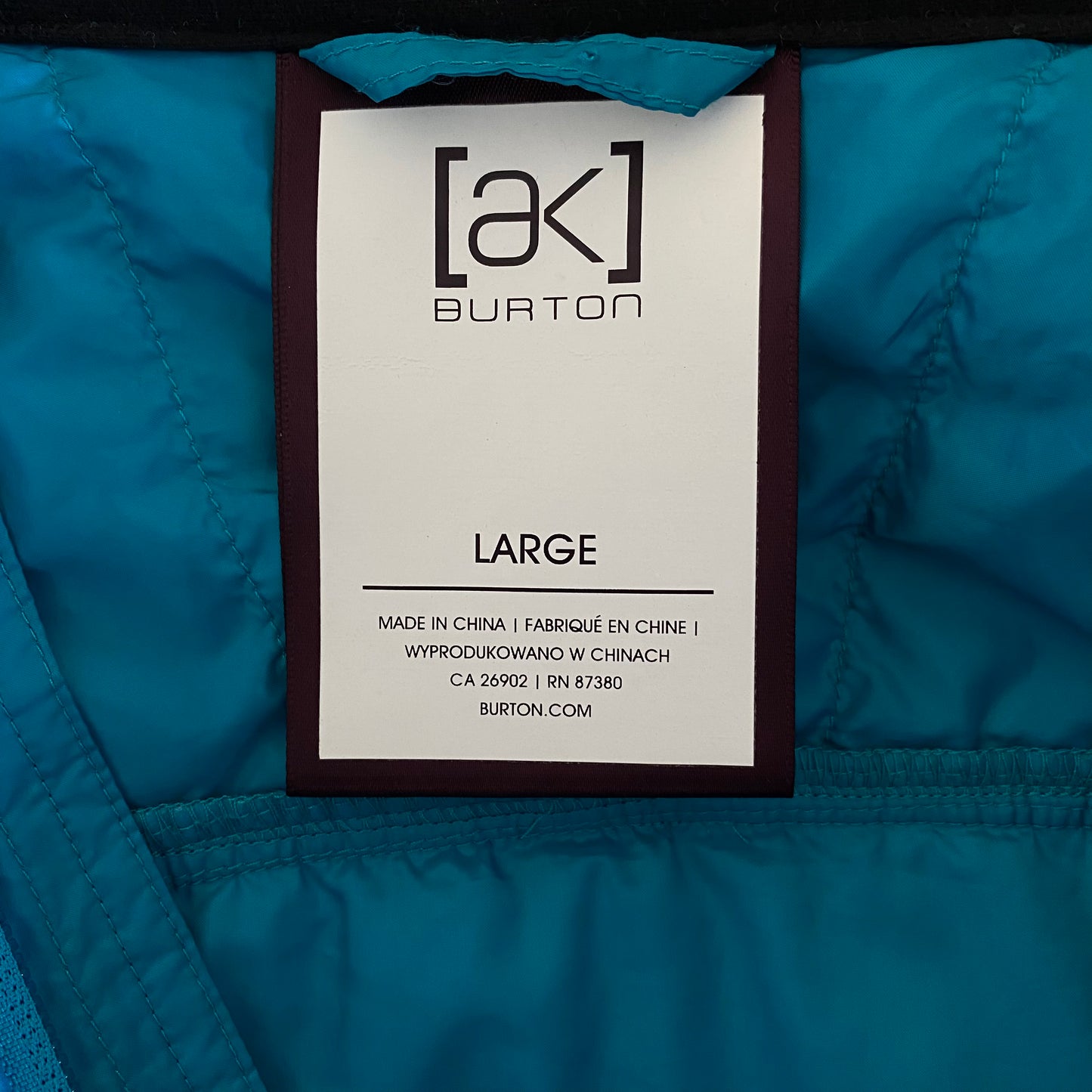 Burton ak Helium Insulator Primaloft Dry Ride Spring Jacket Size Medium Large