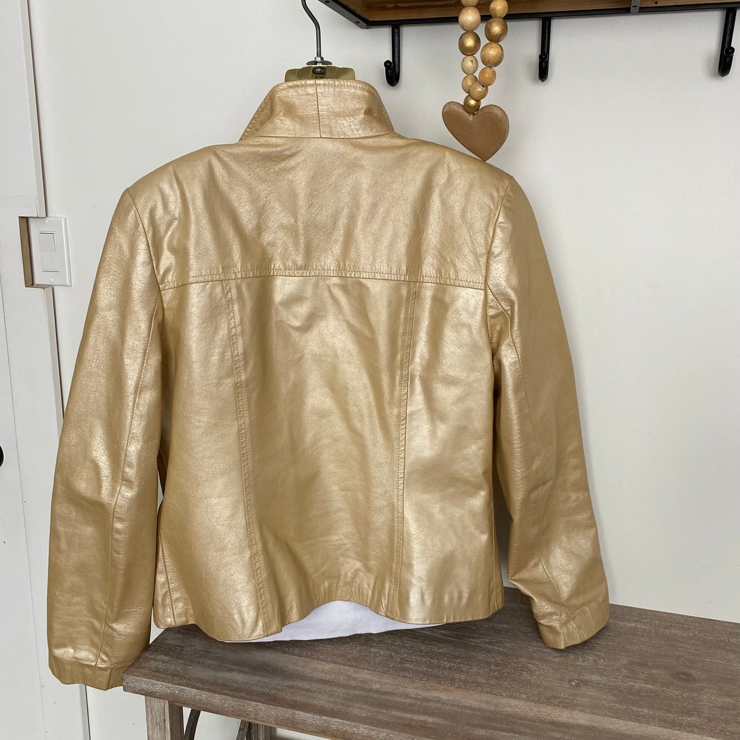 Vintage Danier Metallic Gold Leather Jacket Size Large