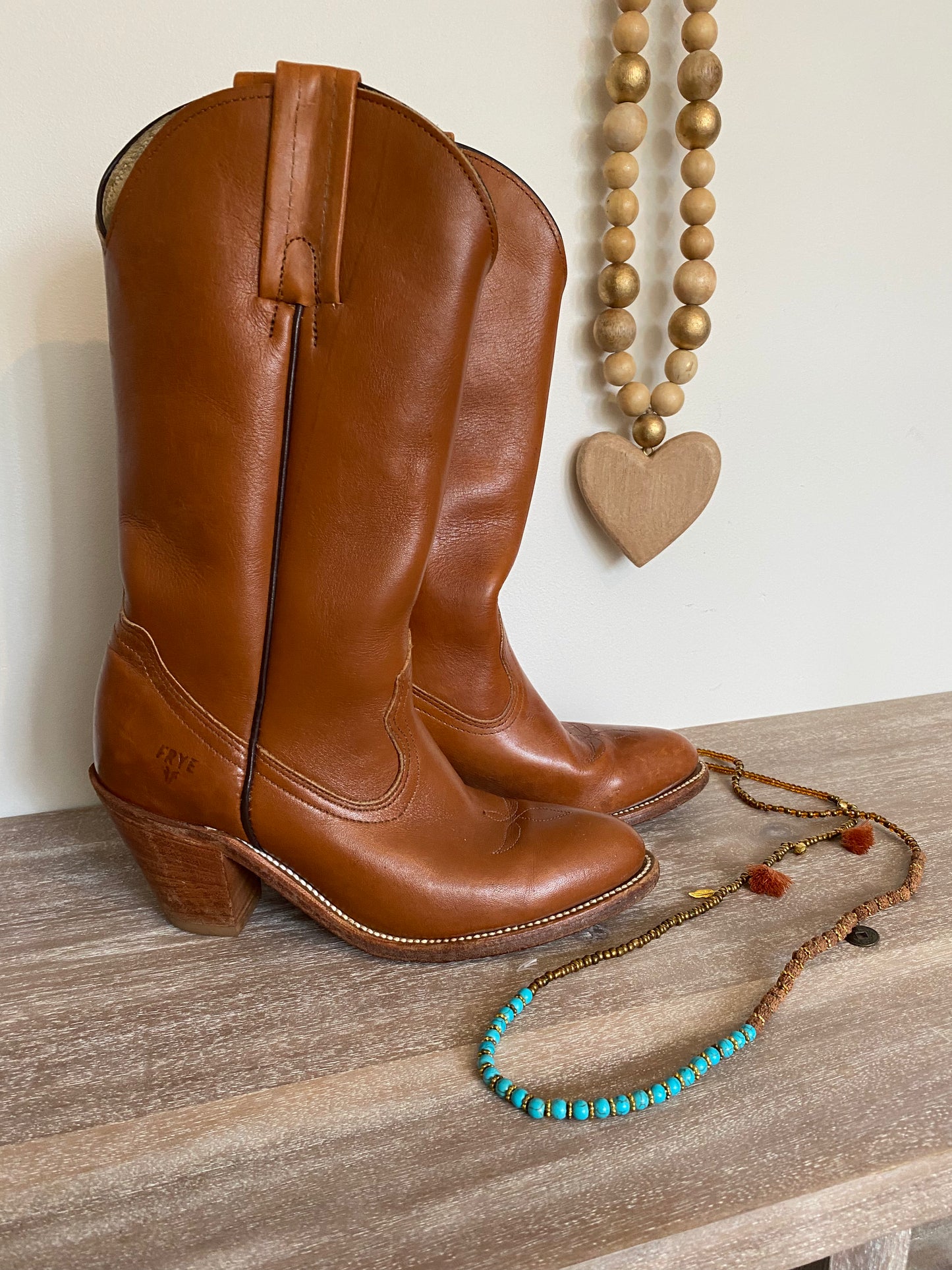 Frye Western Boots Cognac Coastal Cowgirl Size 6.5