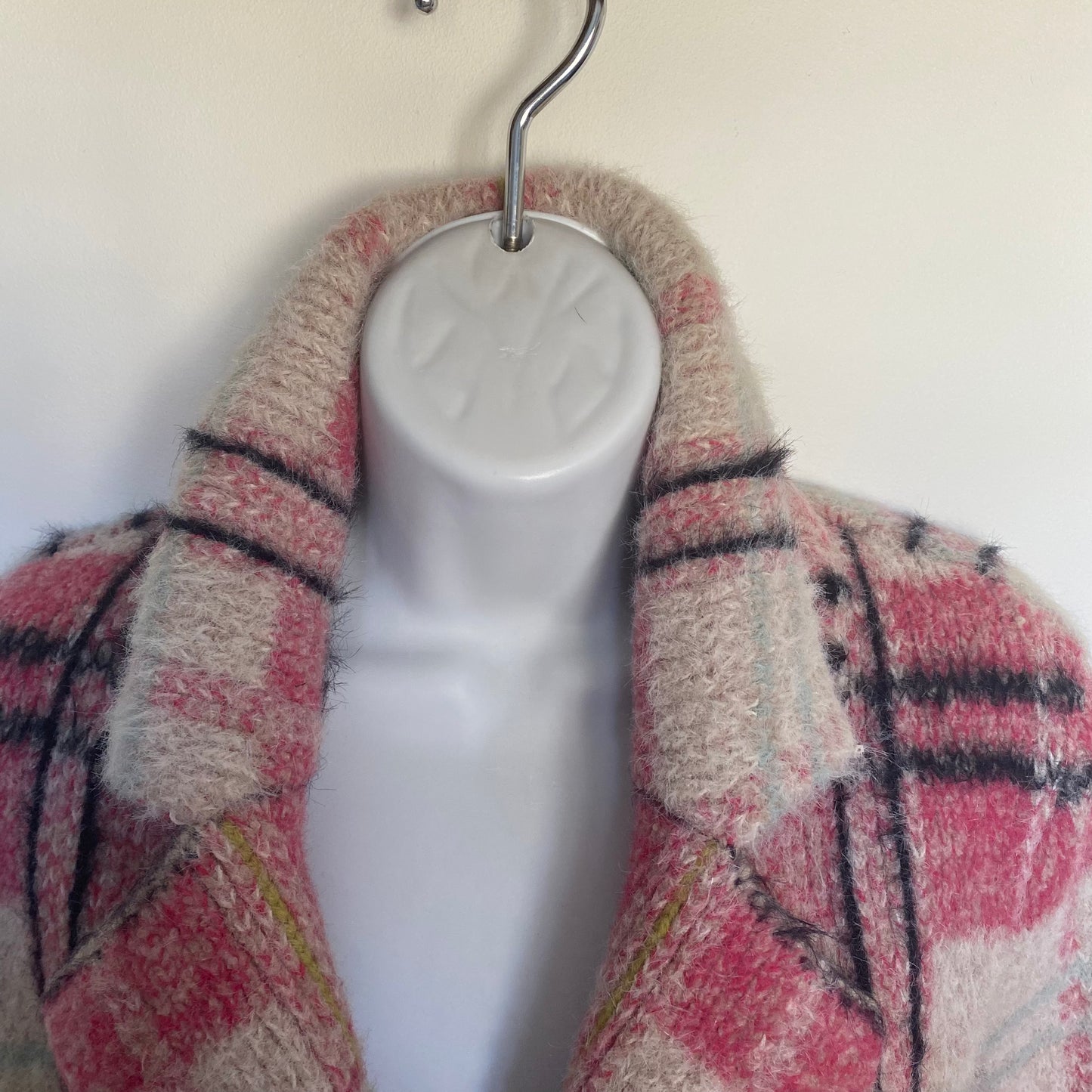Anthropologie Maeve Aurelia Plaid Fuzzy Sweater Blazer Jacket Size S