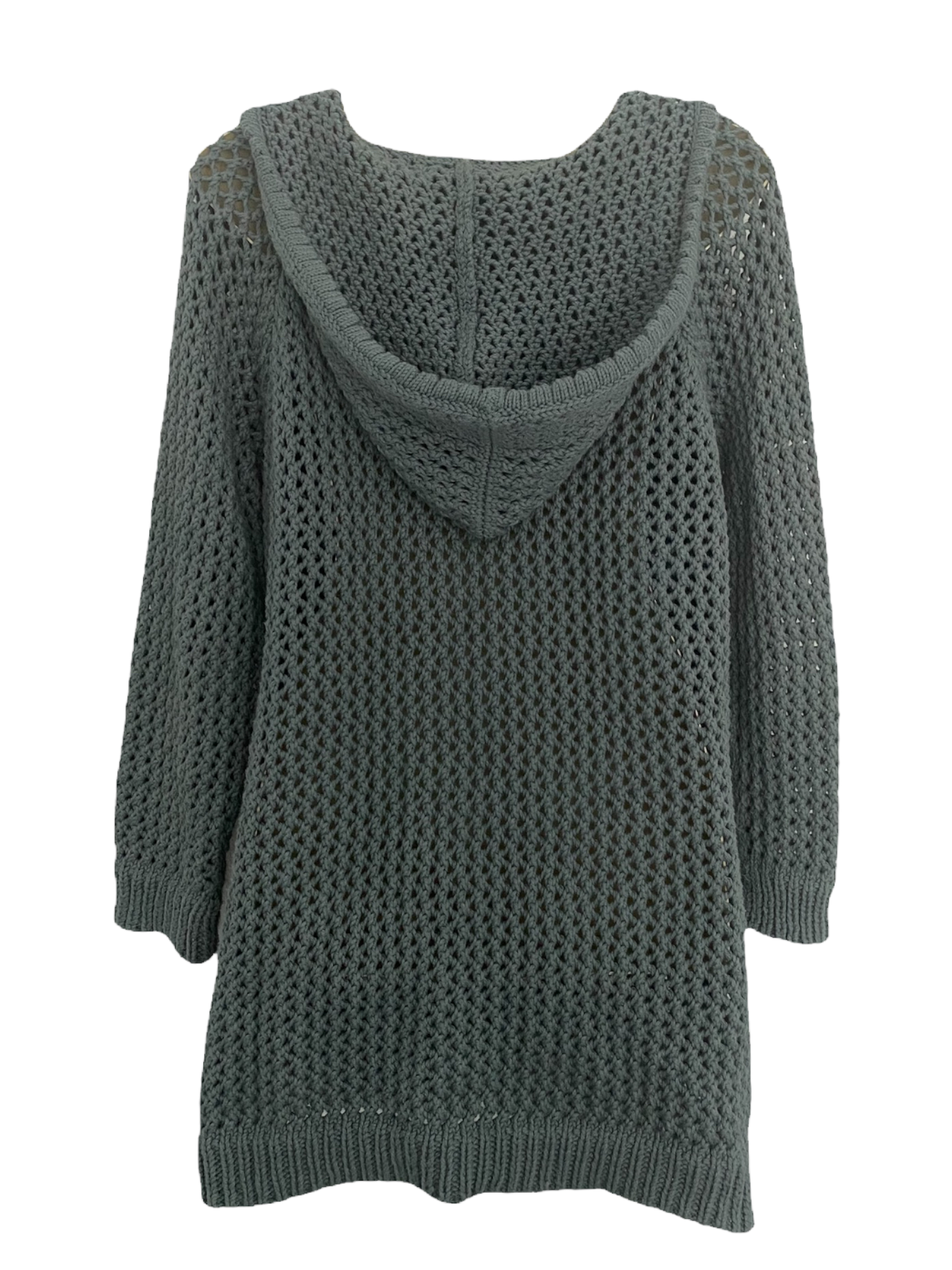 Pure Handknit Cotton Crochet Cardigan Size Large/XL