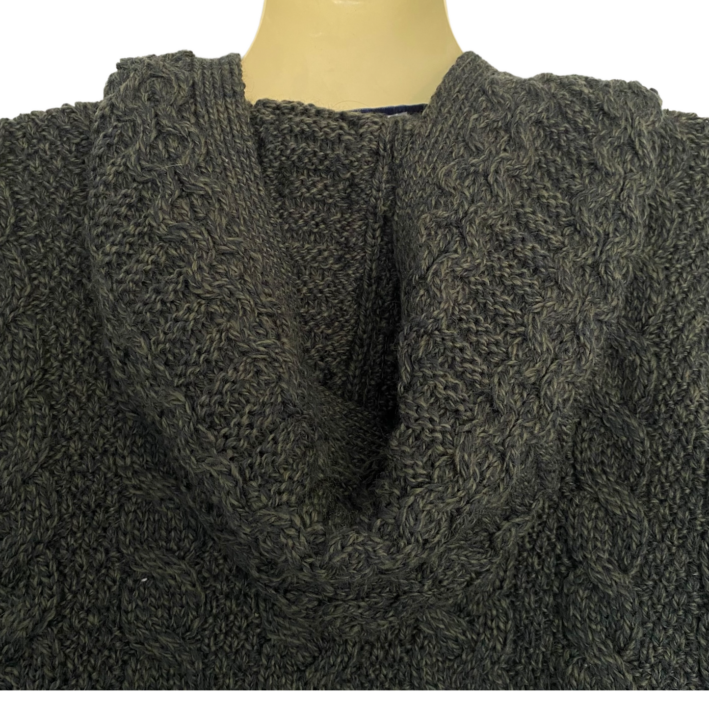 Aran Mor Hooded Cable Knit Cardigan Size M
