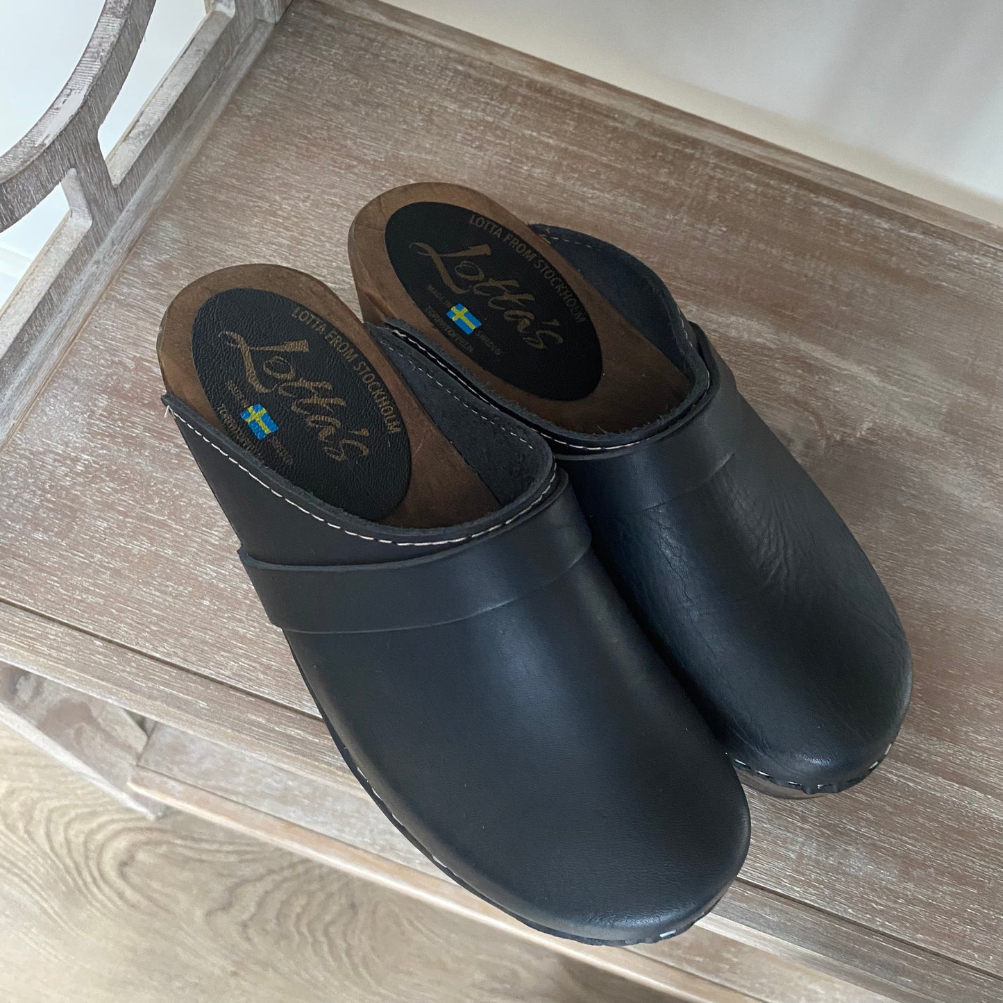 Lotta From Stockholm Swedish Leather & Wood Clogs Like-New Size 36