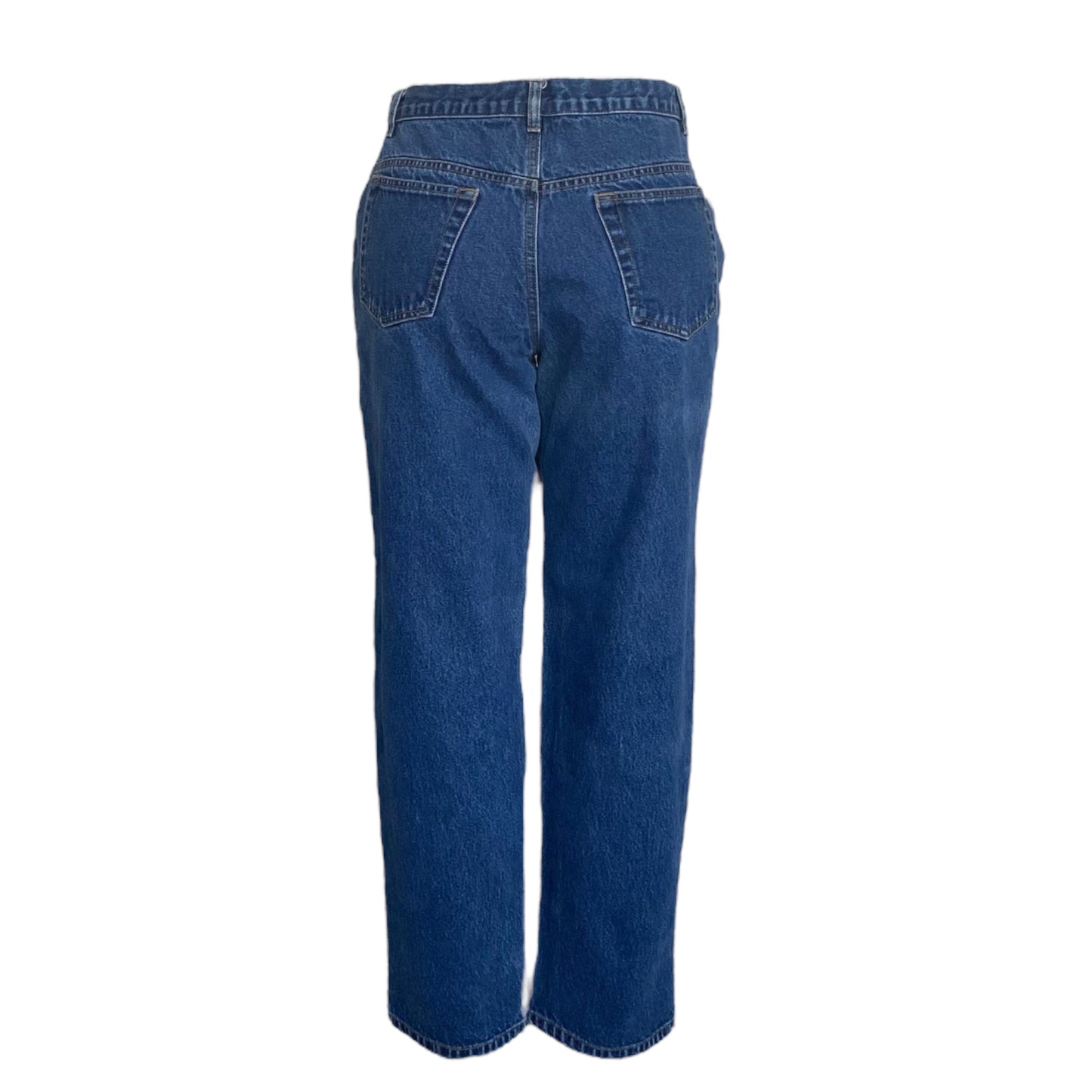 Vintage Mom High Rise Straight Wide Ankle Blue Denim Jeans Large