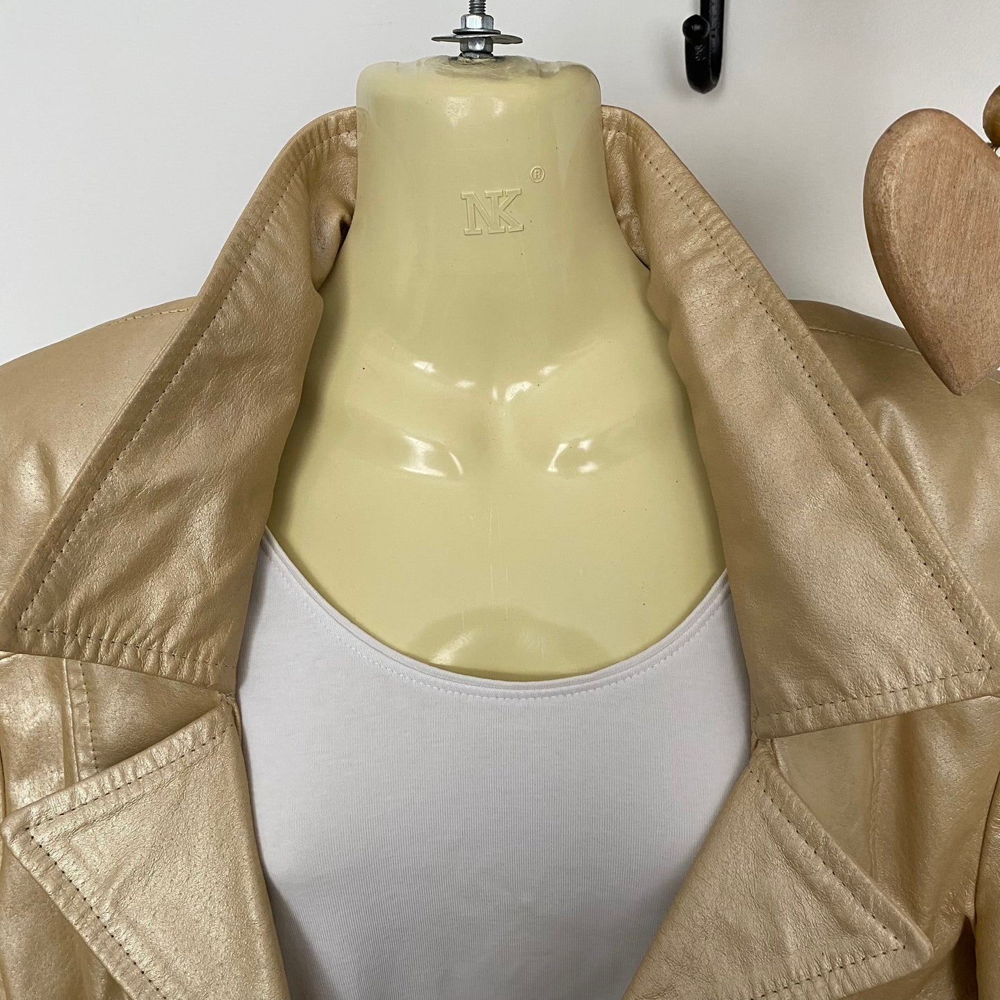 Vintage Danier Metallic Gold Leather Jacket Size Large